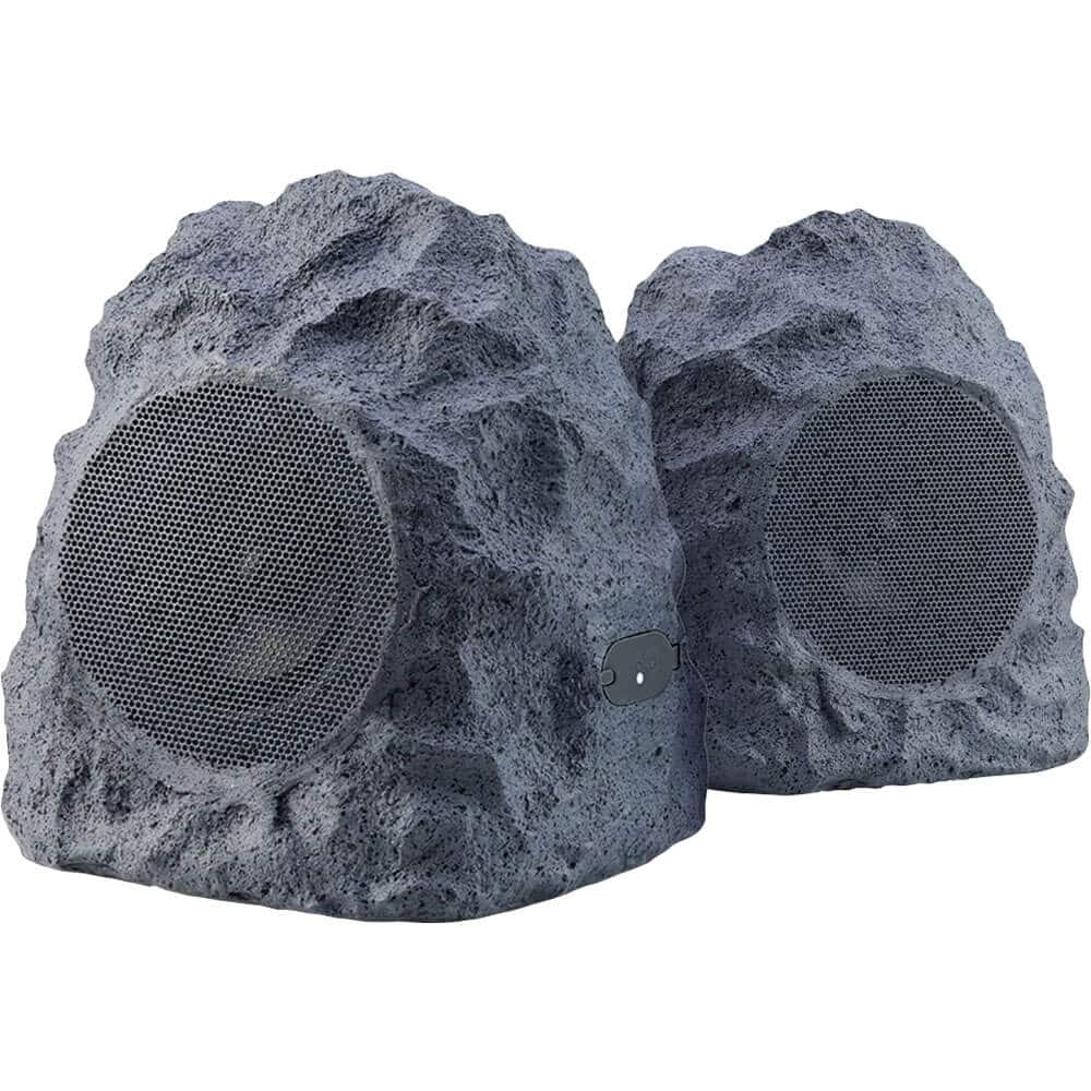 iHome - IHRK400PR Wireless Outdoor Rechargeable Stereo Rock Speakers Pair - Black