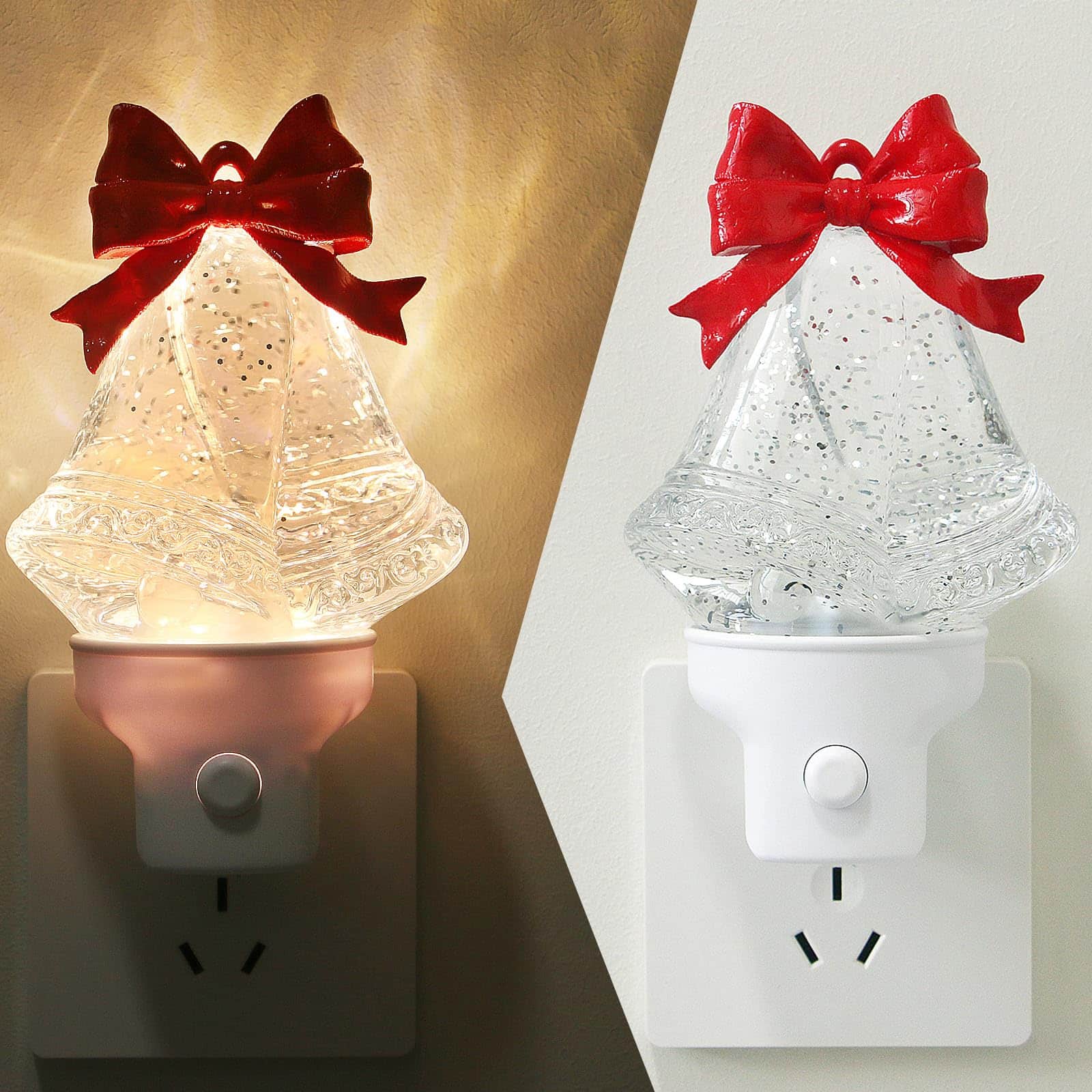 MAGICAL RUBS - Christmas Snowman Night Light Plug Into Wall Water Swirling Glitter Usb Portable Decorative Decoration For Adults Bed - Bells