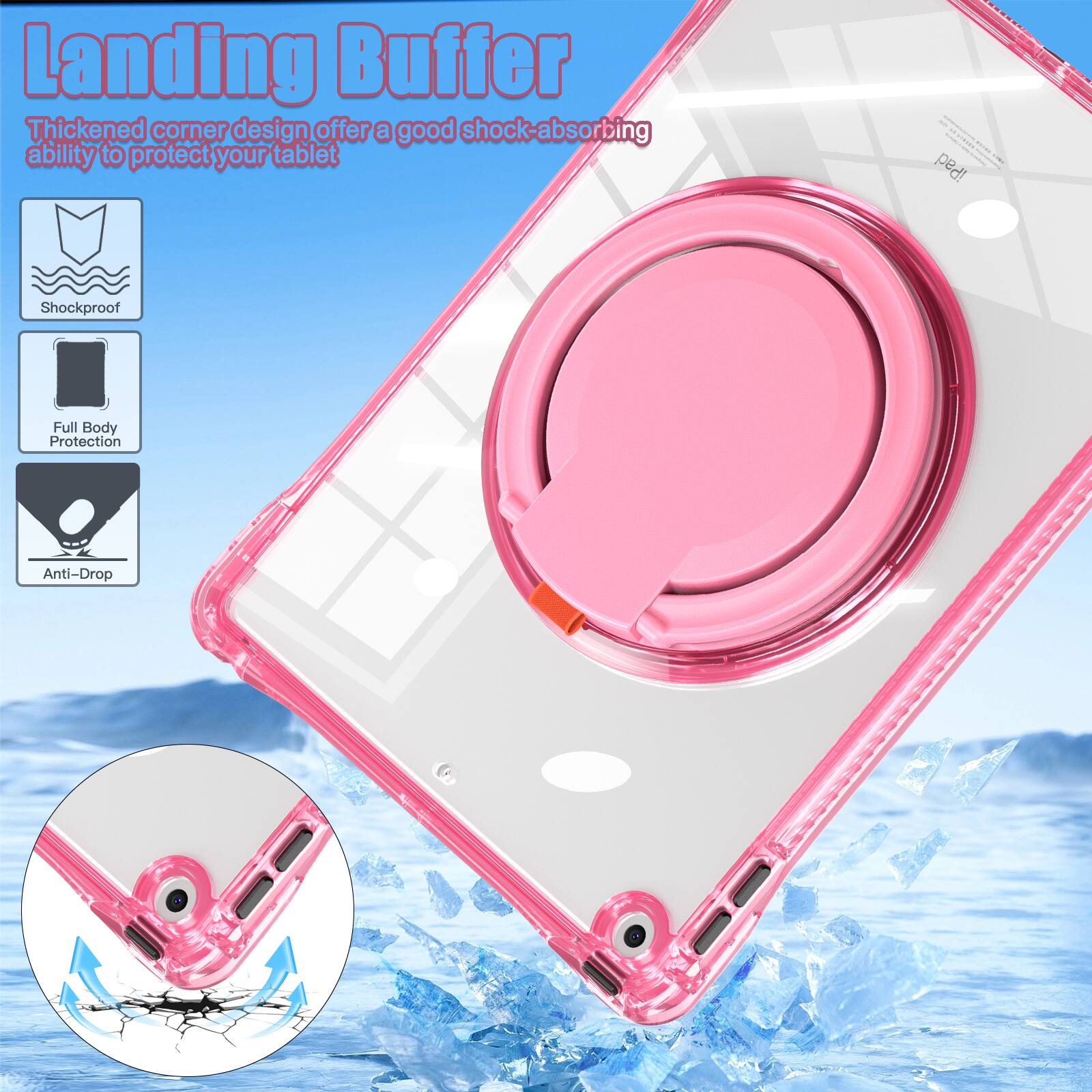 Landing Buffer Thickened corner design offer a good shock-absorbing ability to protect your tablet - SEUOEIE ..... --. iPad Shockproof Full Body Protection Anti-Drop