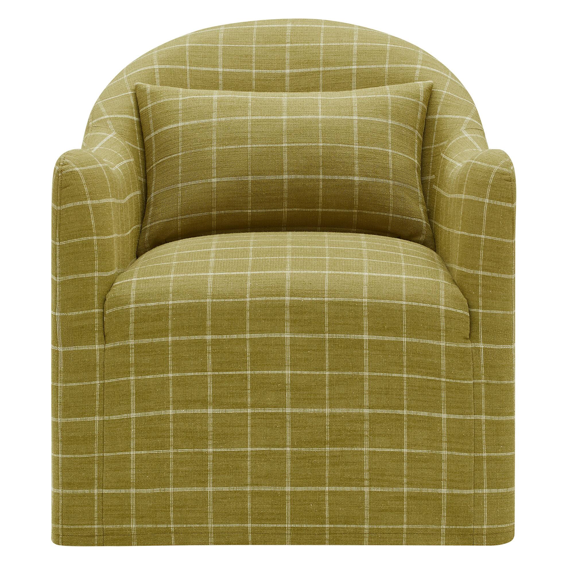 Alt View 4. Modway - Bardot Linen Blend Accent Chair by Modway - Artichoke Windowpane Check.