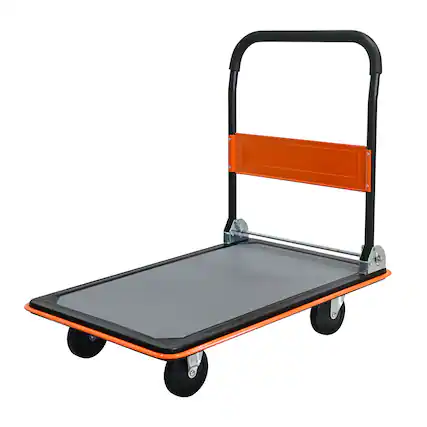 Front. COWLOWN - 660 lbs Heavy Duty Foldable Platform Hand Truck with 360° Swivel Wheels in Orange - Orange.