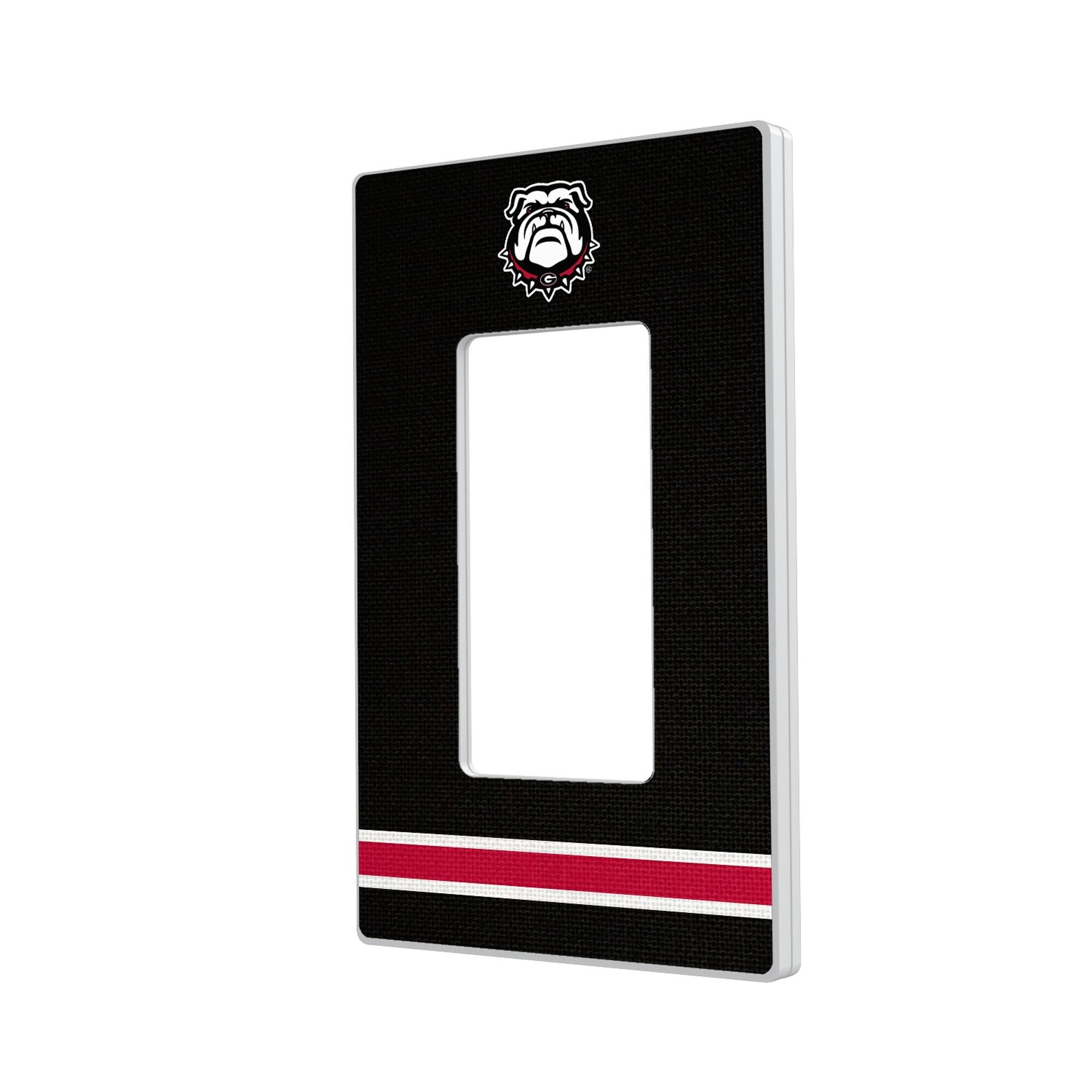 Front. Keyscaper - Georgia Bulldogs Stripe Design Single Rocker Lightswitch Plate - Multicolor.