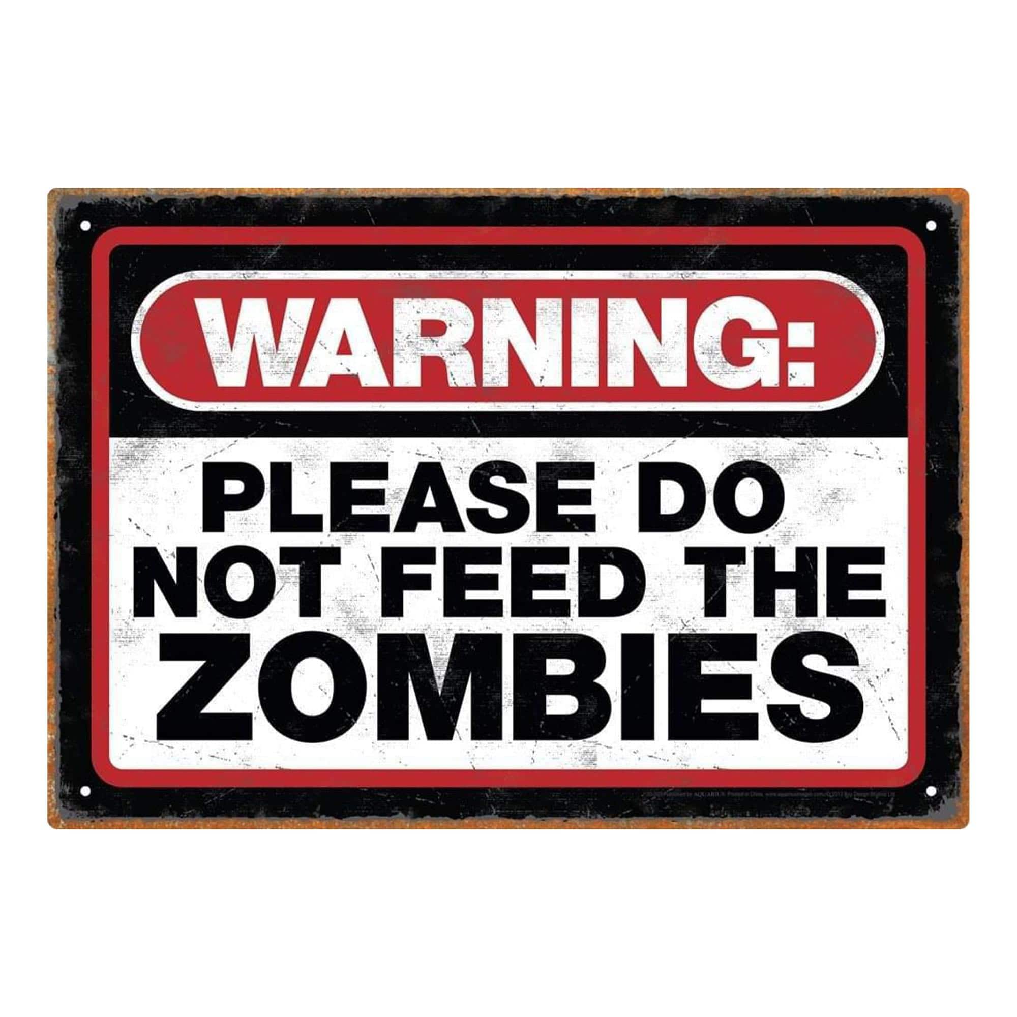 NMR Distribution - Zombie Warning Tin Sign - Multicolored