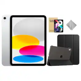 Apple - 11-inch iPad A16 chip with Wi-Fi - 128GB - With Black Case Bundle - Silver
