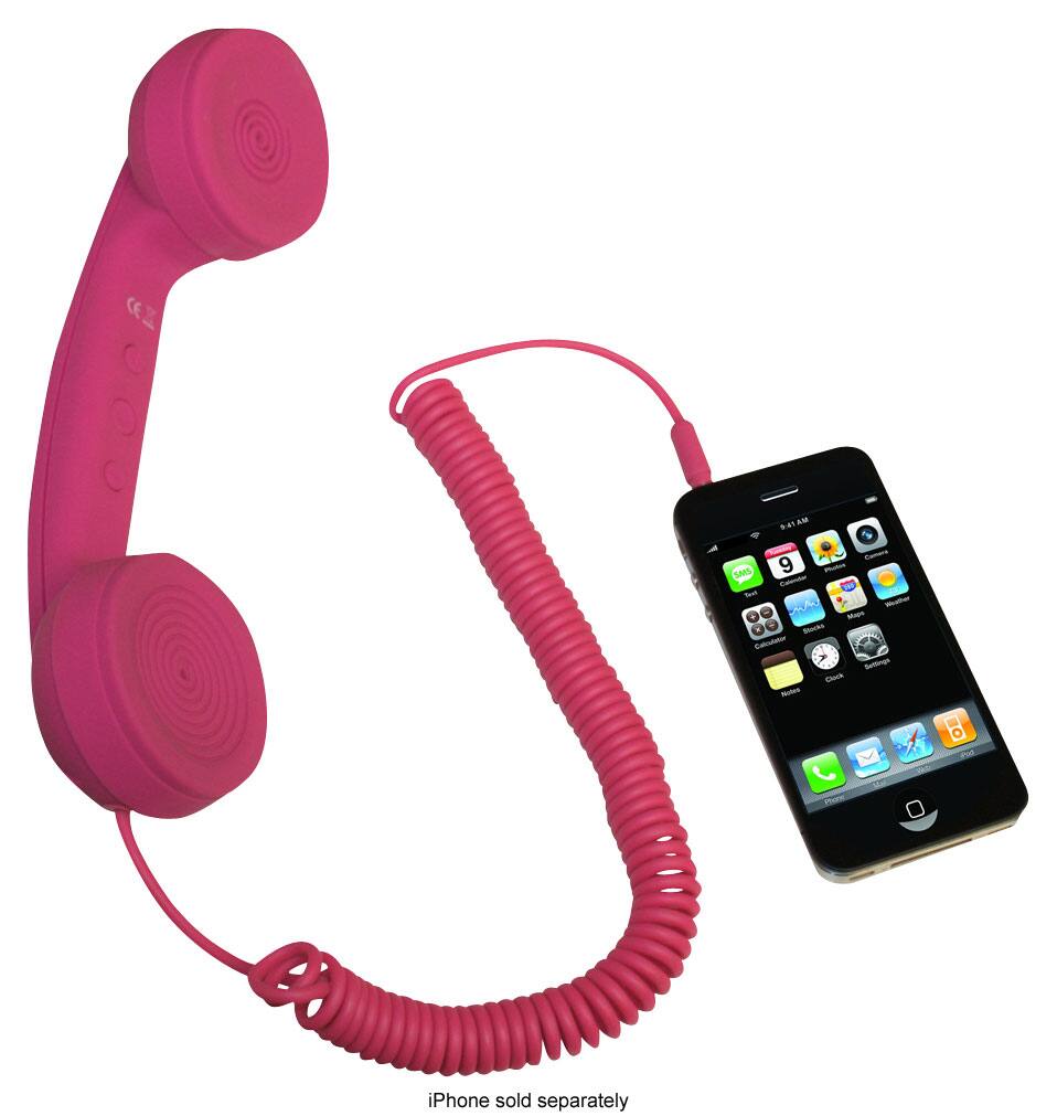 Angle. Hype - Deluxe Retro Handset for Select Mobile Phones, Tablets and Laptops - Pink.