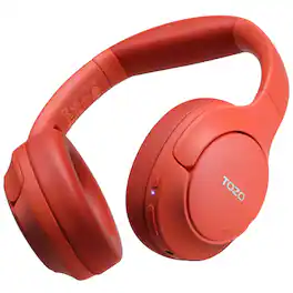 TOZO - HT2 Hybrid Active Noise Cancelling Headphones, Over Ear, 60H Playtime, Hi-Res Audio, Custom EQ, Deep Bass, Red - Deep Red