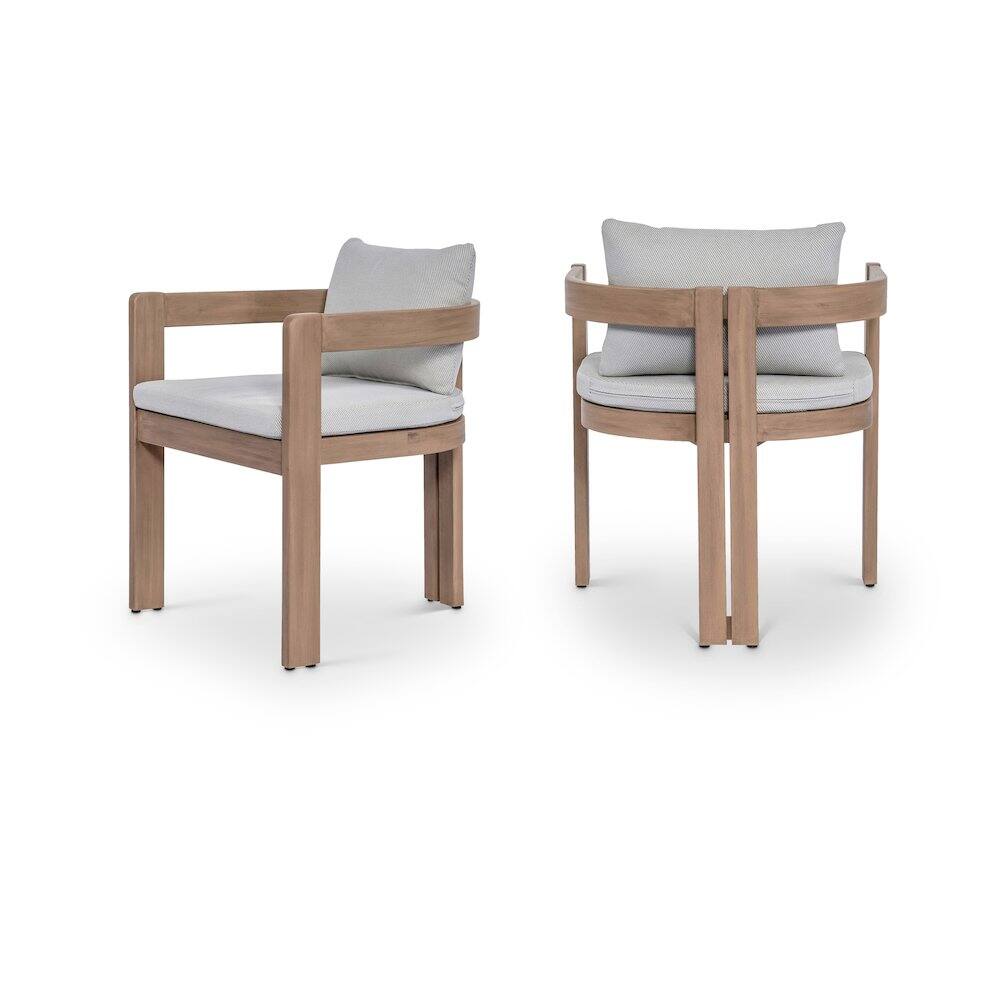 Alt View 8. Meridian Furniture - Newport Grey Water Resistant Fabric Upholstered Outdoor Patio Dining Chair - Natural.