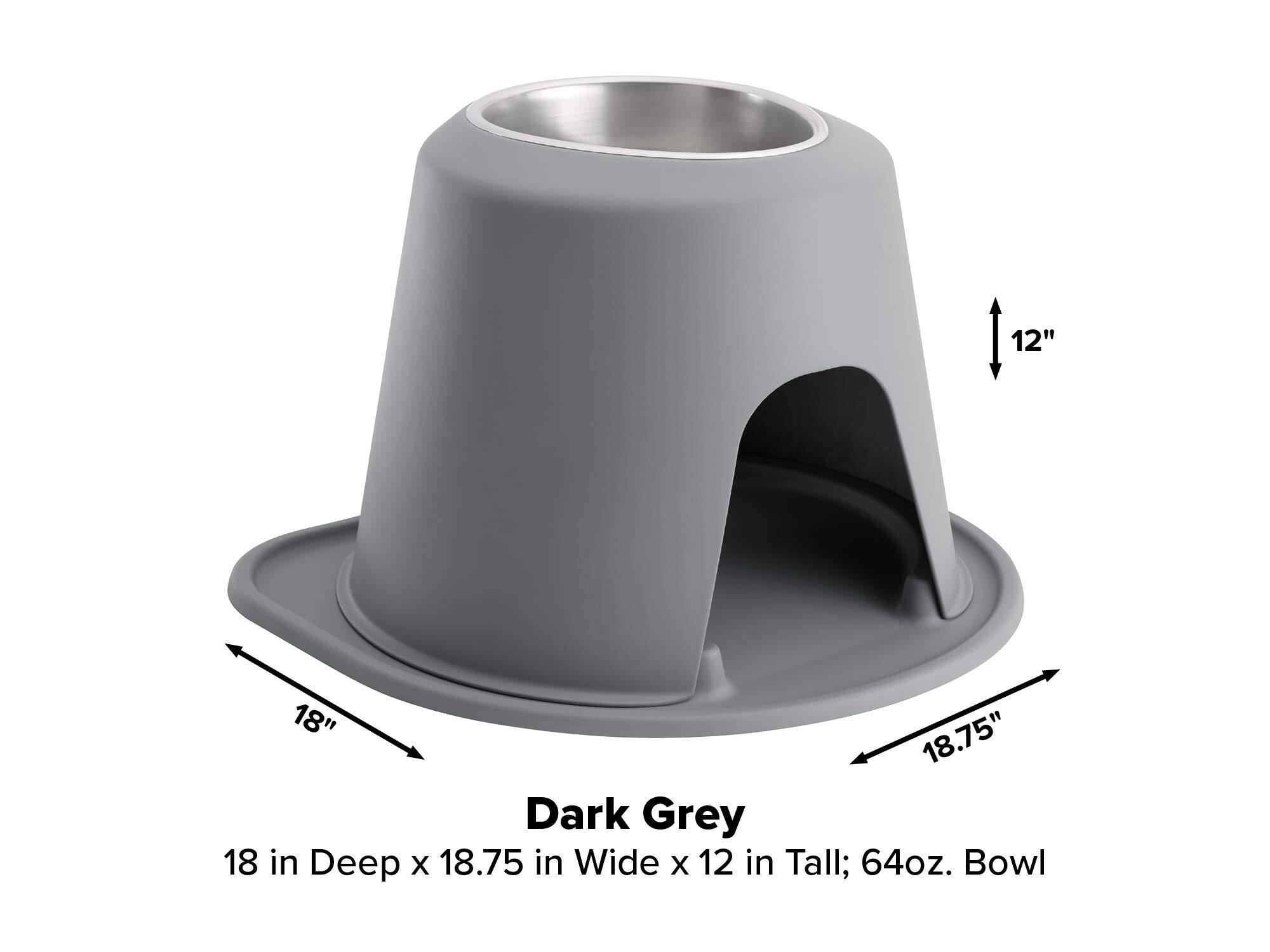 12"  
18" 18.75" Dark Grey 18 in Deep x 18.75 in Wide x 12 in Tall; 64oz. Bowl