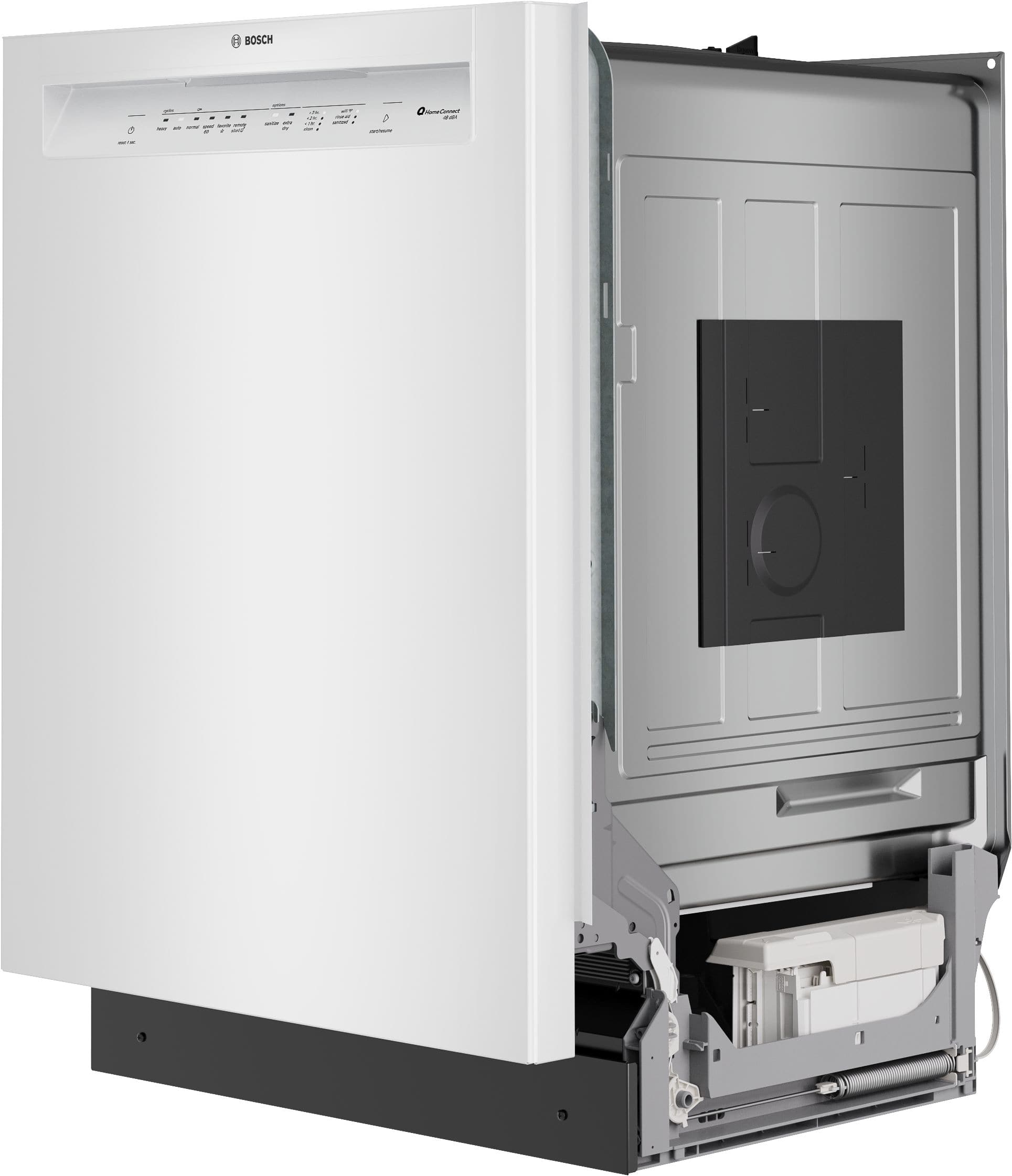 Angle. Bosch - 300 Series 24" Front Control Smart Built-In Stainless Steel Tub Dishwasher with 3rd Rack and PrecisionWash, 48 dBA - White.