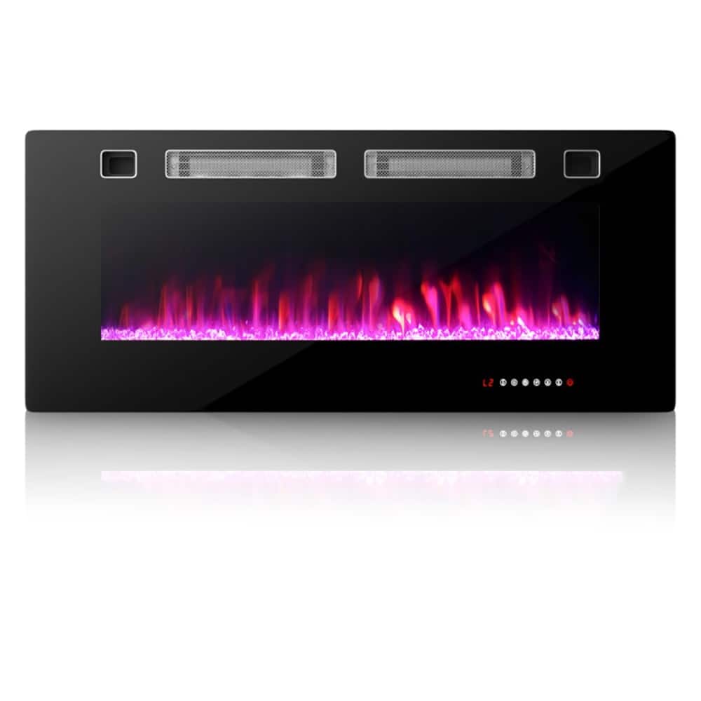 Resenkos - Fireplace Heater, 42 Inch Ultra-Thin Electric Fireplace with Decorative Crystals and Smart APP Control-42 inch