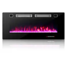 Resenkos - Fireplace Heater, 42 Inch Ultra-Thin Electric Fireplace with Decorative Crystals and Smart APP Control-42 inch