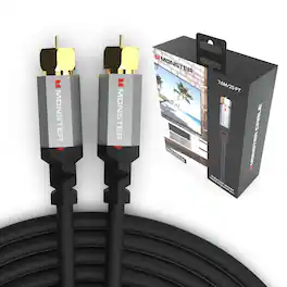 Monster - RG-6 Coax Cable F-Pin Coaxial Cable Connector - High Speed Internet Cable with Duraflex Jacket and Metal Shielding, 25ft - Black