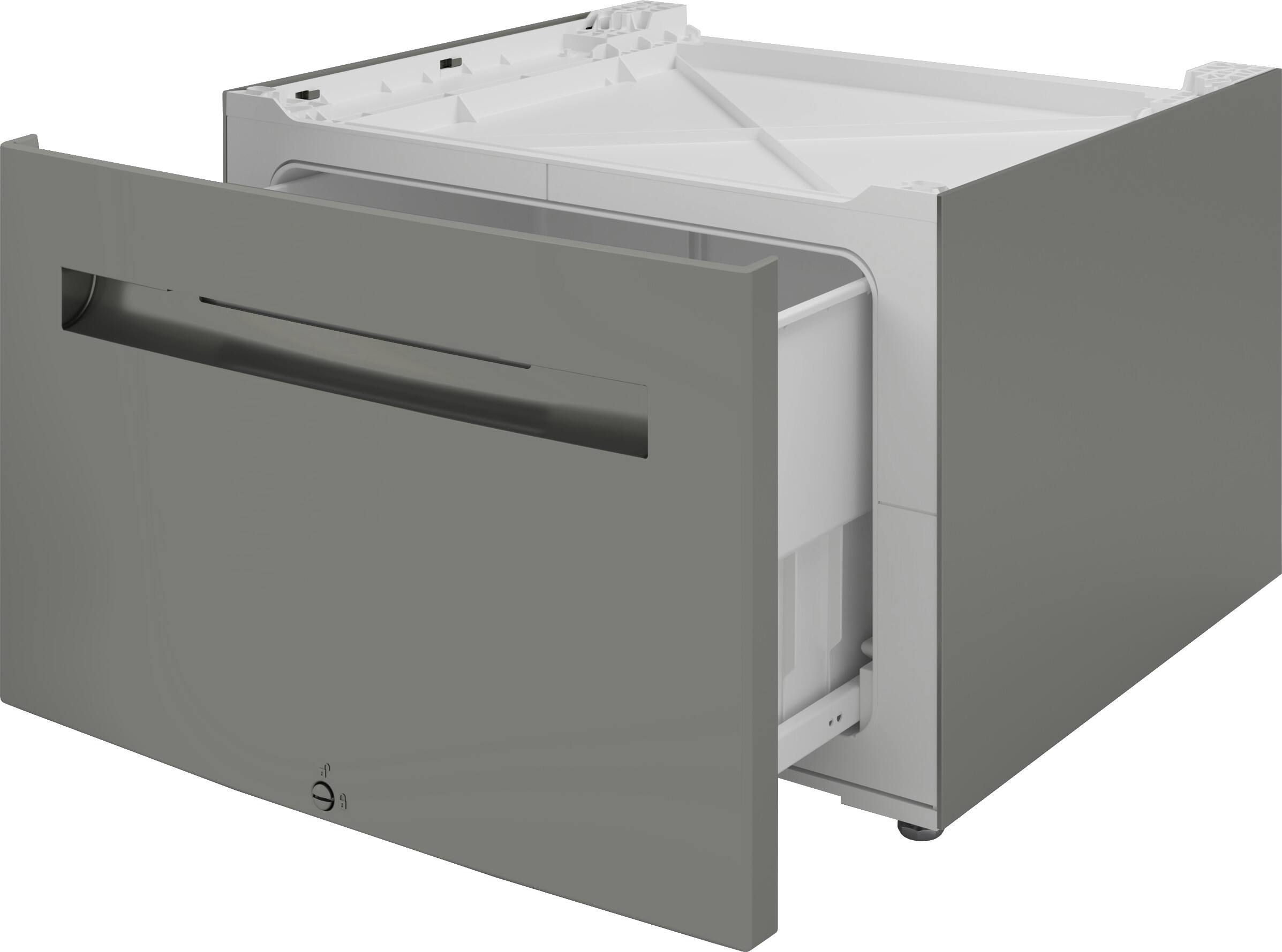 Alt View 3. Bosch - 24 in. Wide Laundry Pedestal with Storage Drawer for Bosch WGB246AXUC Washer - Pearl Steel.