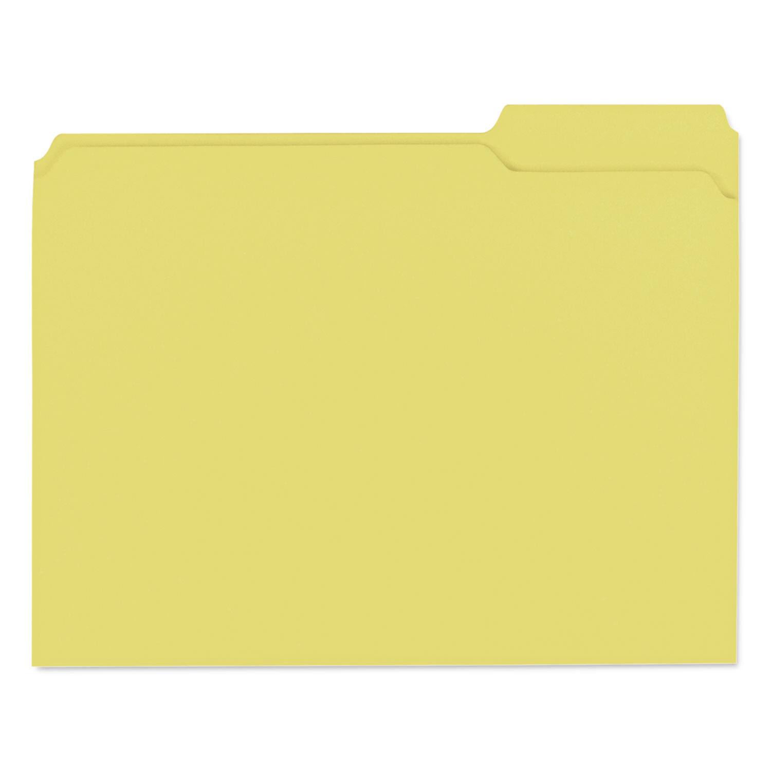 Back. Universal - Reinforced Top-Tab File Folders, 1/3-Cut Tabs: Assorted, Letter Size, 1" Expansion, Yellow, 100/Box.