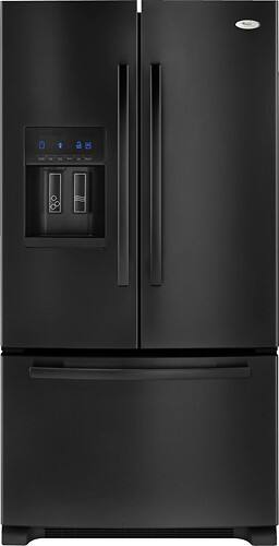 Front Standard. Whirlpool - 25.5 Cu. Ft. French Door Refrigerator with Thru-the-Door Ice and Water - Black.