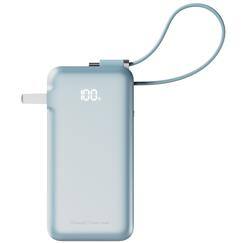 Angle. ReelCharge - ReelCharge 45W Power Bank with Retractable Cable, 10,000mAh (Cool Blue).