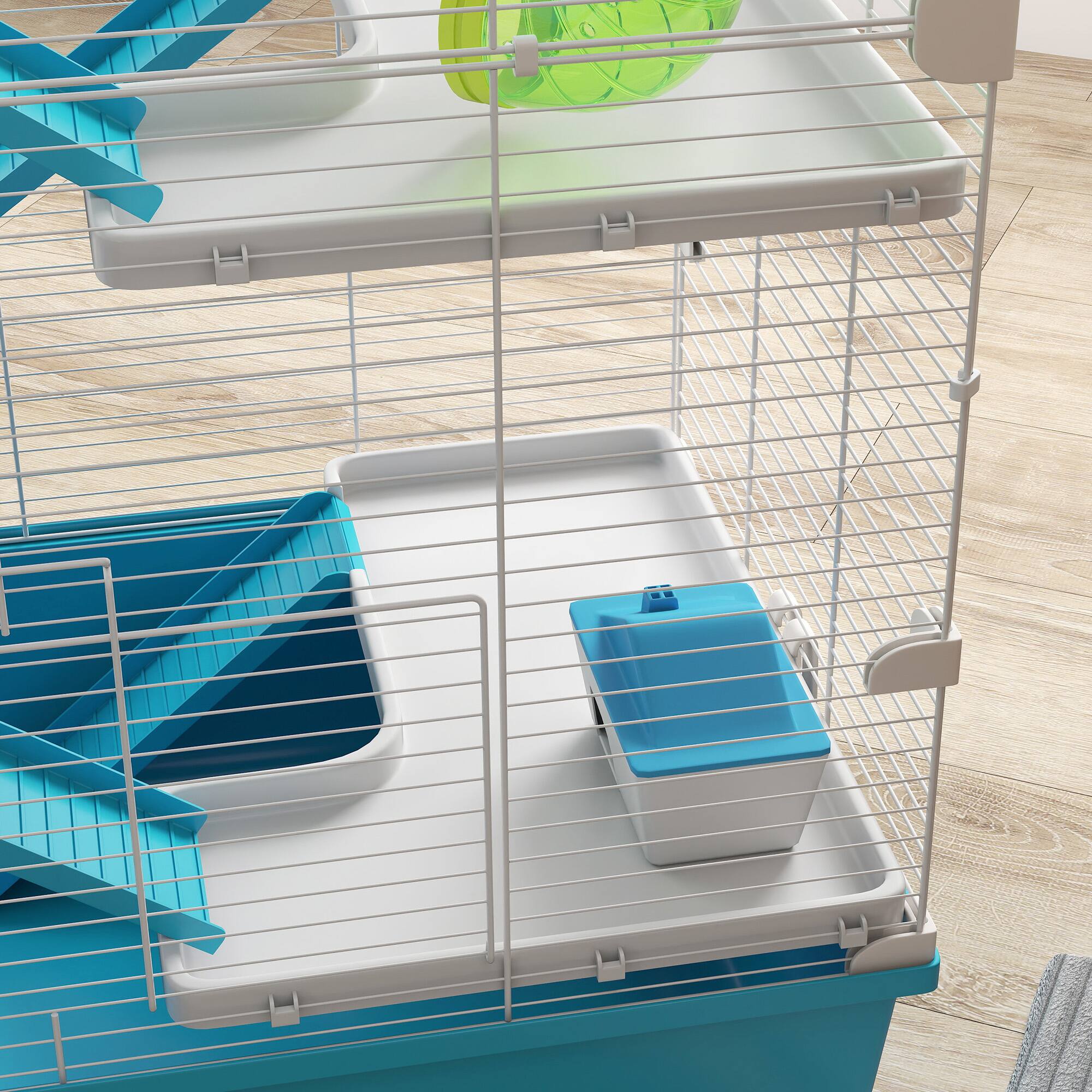 Alt View 5. Pawhut - Hamster Cage, 6 Tier Small Animal Cage with Tubes, Tunnels, 32" DIY Design with Hut, Wheel, Food Dish, Water Bottle.