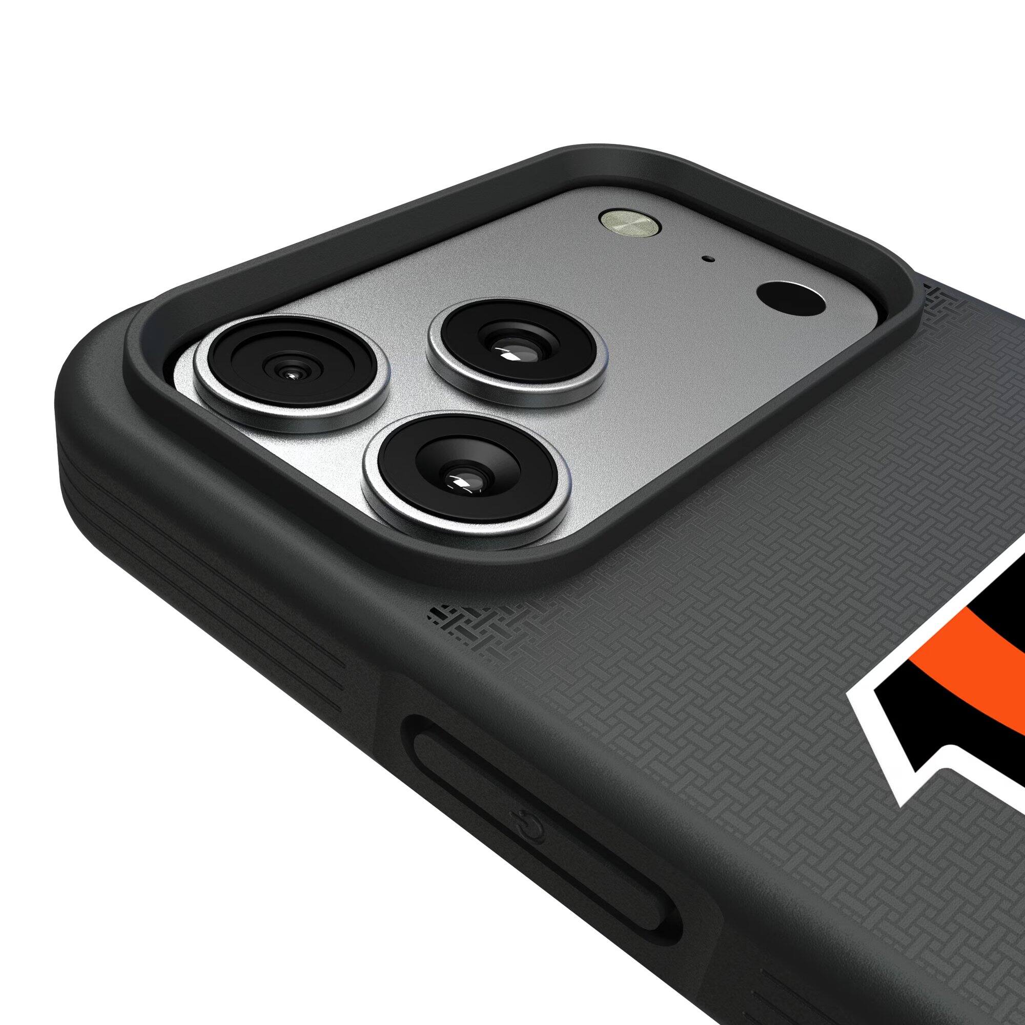 Alt View 2. Keyscaper - Cincinnati Bengals Bump Case with 8.2ft Drop Protection - 14 Pro - Black.