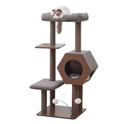 Front. PetPals - Wagon 2.0 5-level cat tower - Brown.