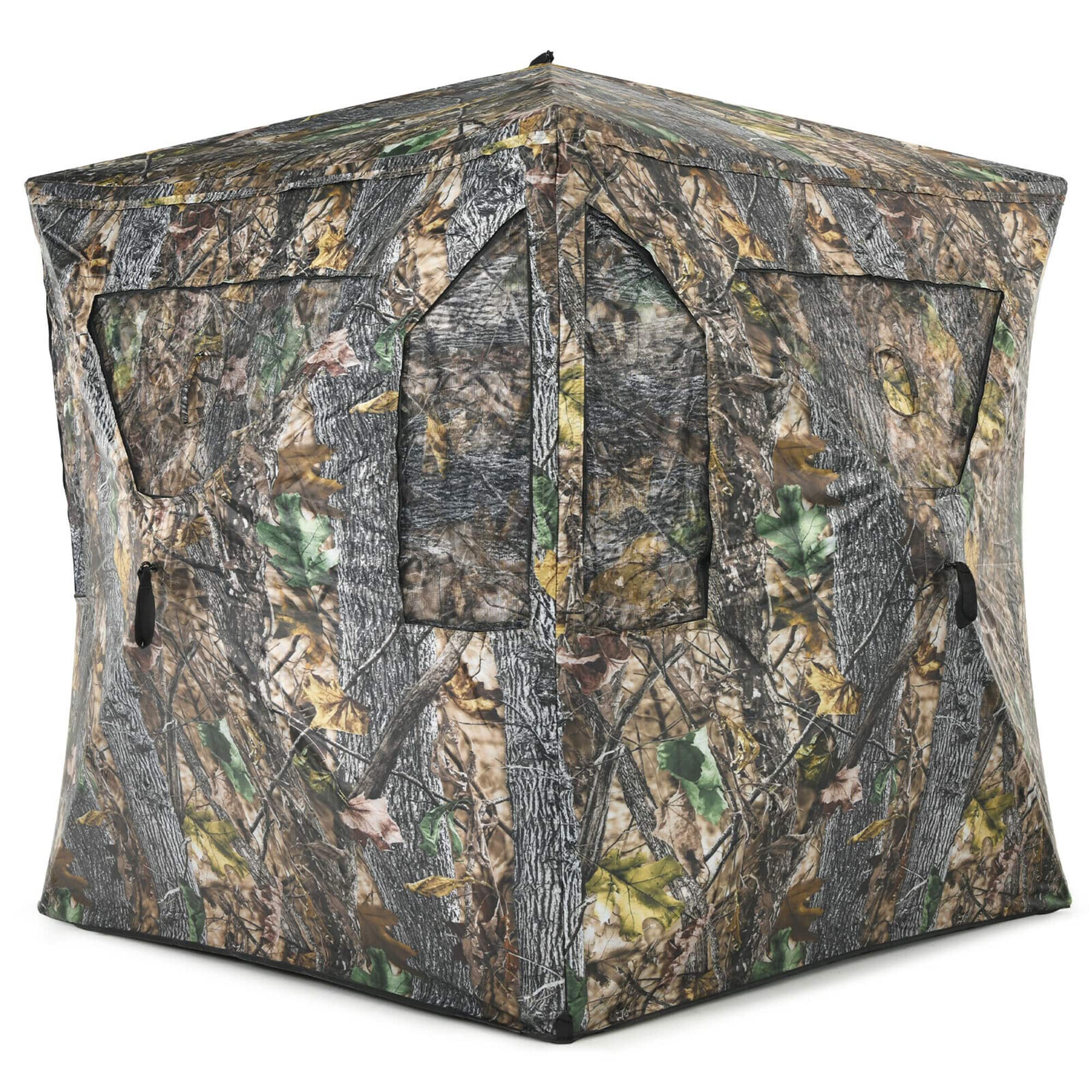 Costway - 3 Person Portable Hunting Blind Pop-Up Ground Tent w/ Carrying Bag - Camouflage