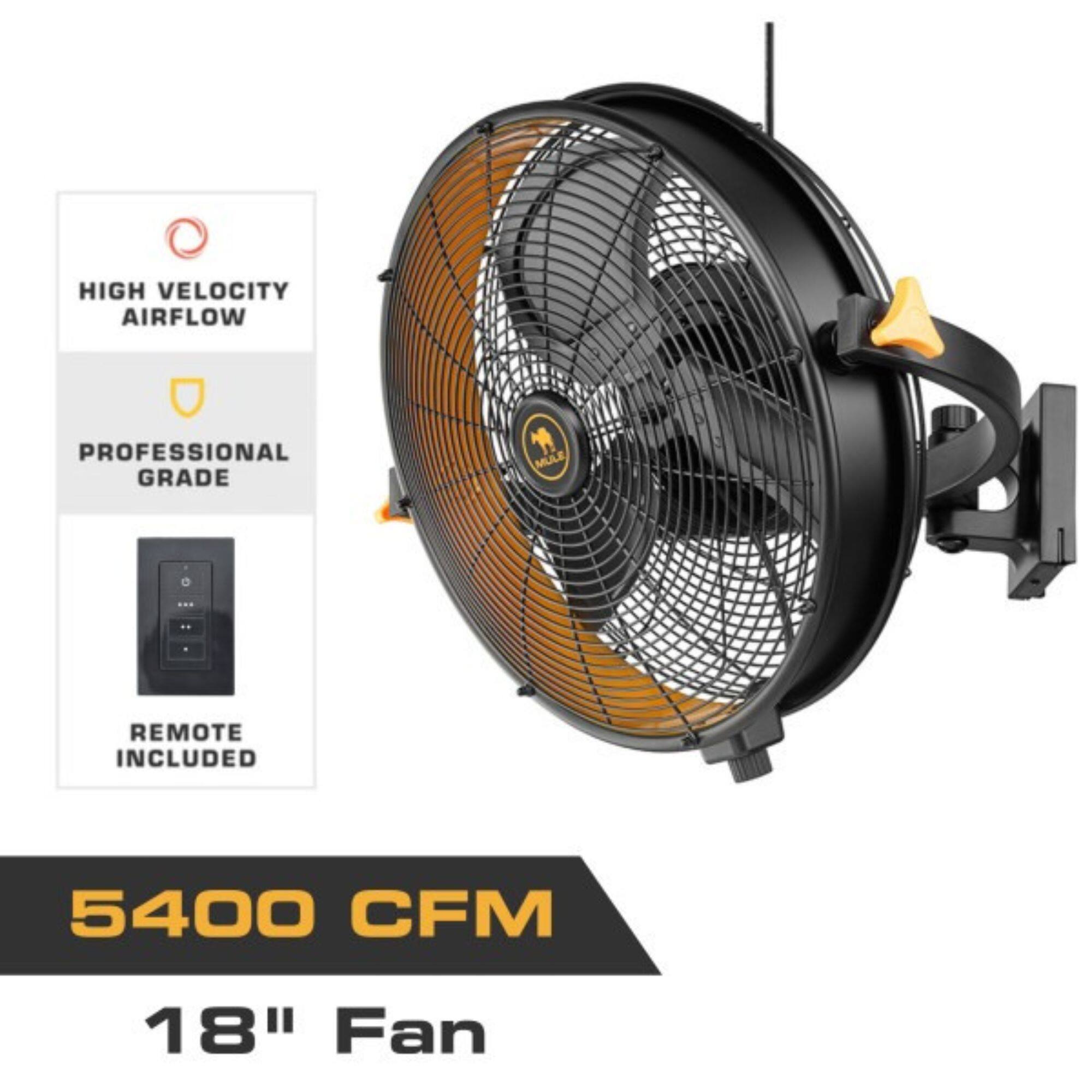 HIGH VELOCITY AIRFLOW  
PROFESSIONAL GRADE  
REMOTE INCLUDED  
5400 CFM  
18" Fan