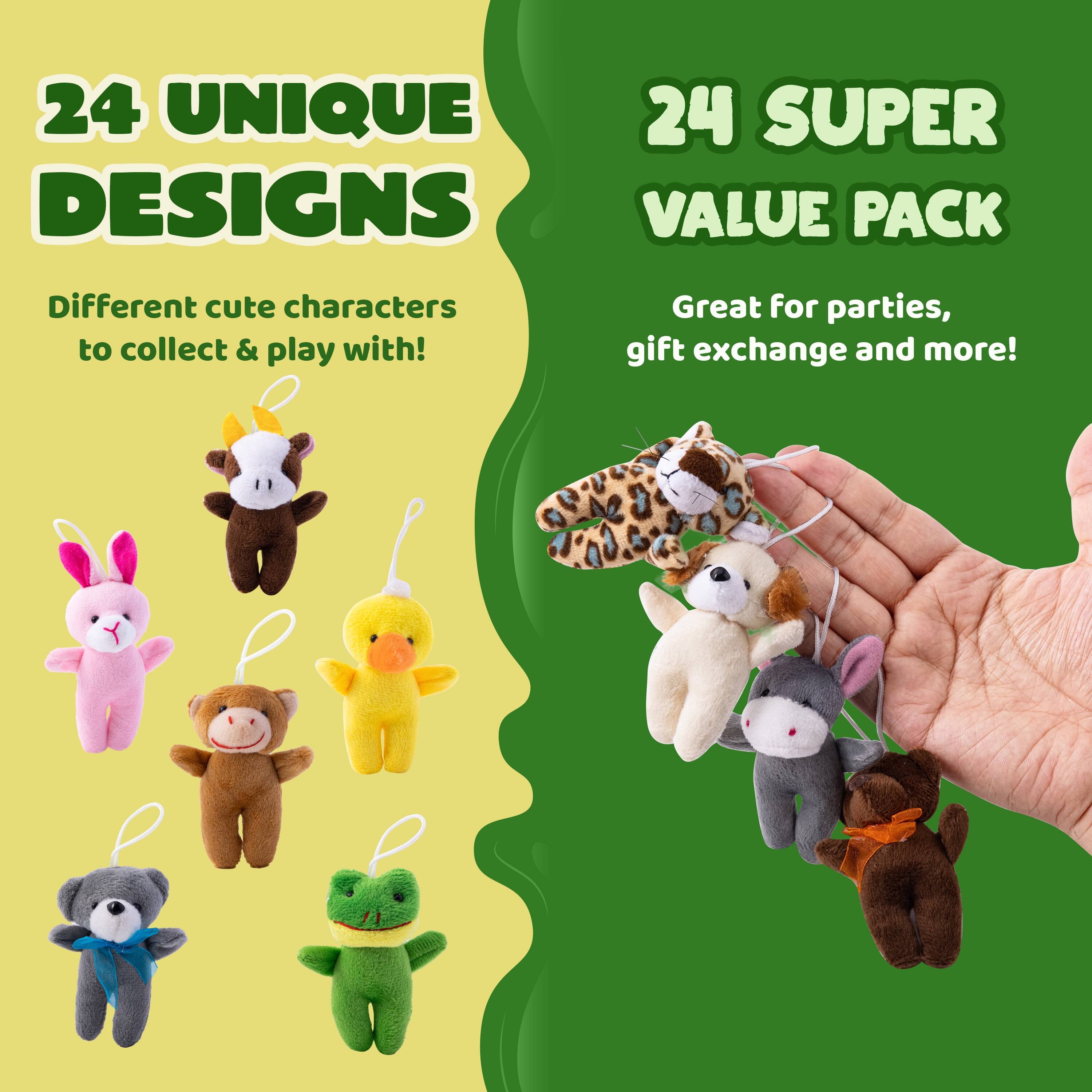 24 UNIQUE DESIGNS  
Different cute characters to collect & play with!  

24 SUPER VALUE PACK  
Great for parties, gift exchange and more!