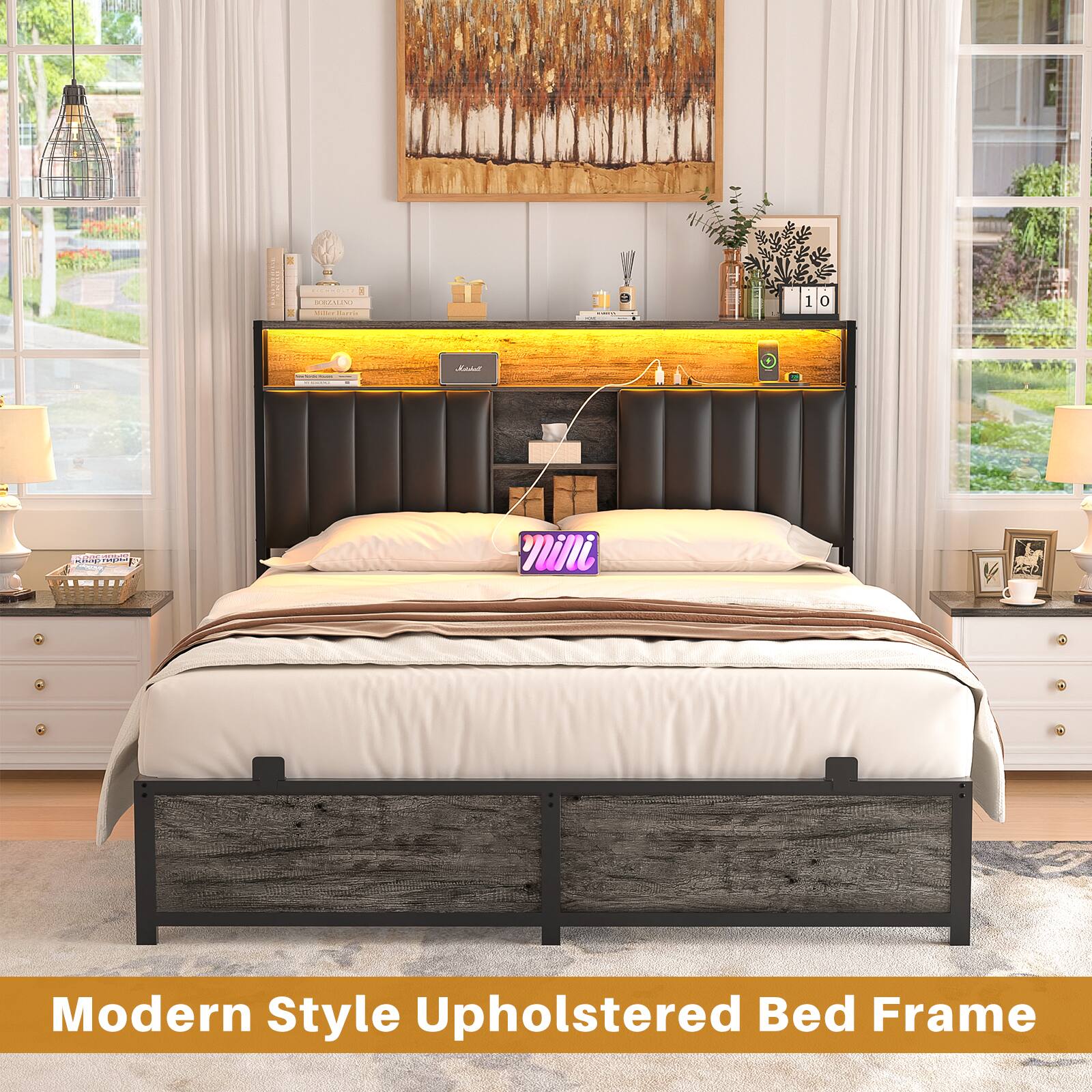 Modern Style Upholstered Bed Frame