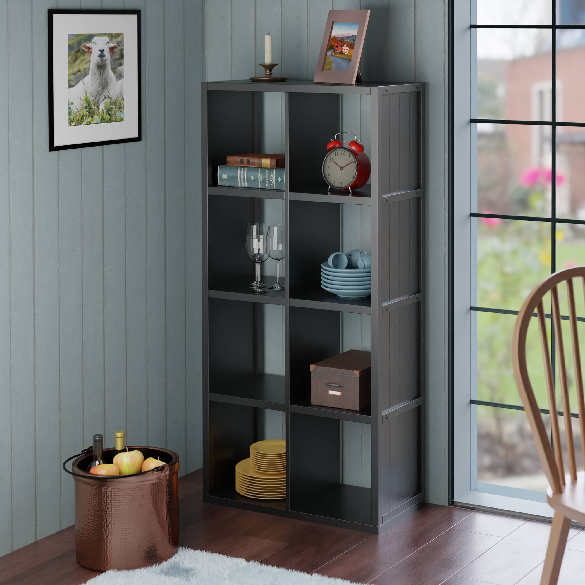 Alt View 7. Winsome Wood - Timothy 4x2 Storage Cube Shelf - Black.