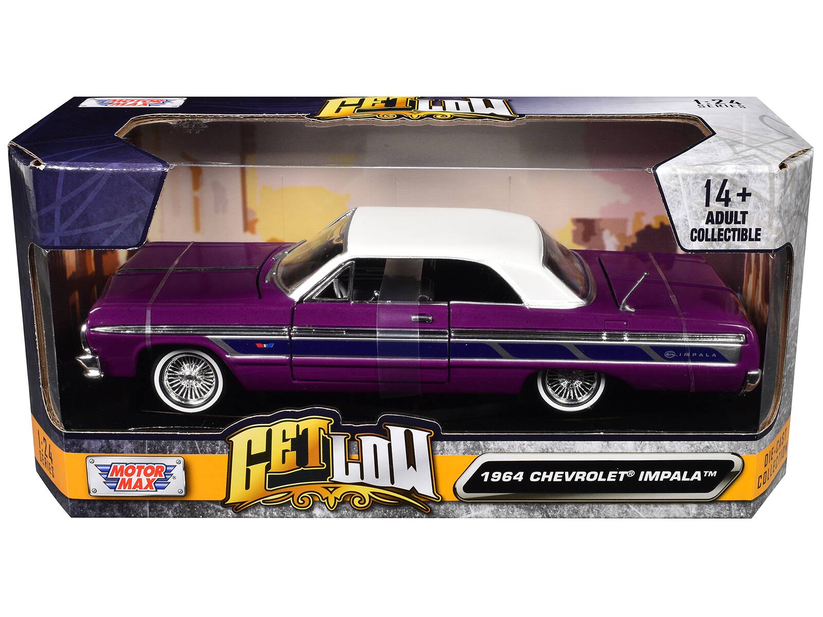 14+ ADULT COLLECTIBLE  
GET LOW  
1964 CHEVROLET IMPALA™  
MOTOR MAX  
1:24 SCALE