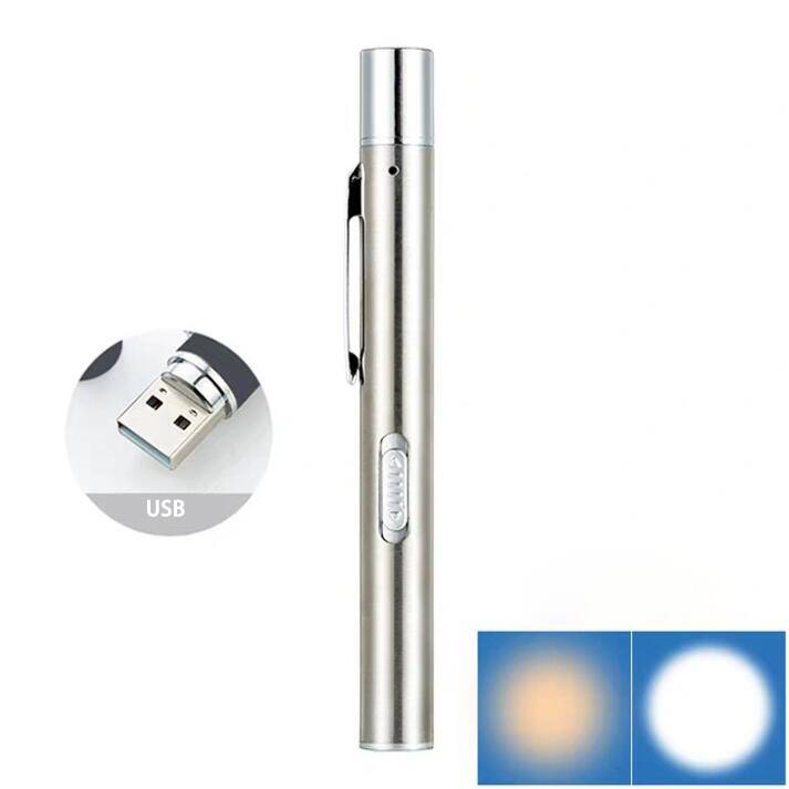 Alt View 1. Cluzine - USB Rechargeable Medical Pen Flashlight, Dual White/Yellow Light, for Nurses.