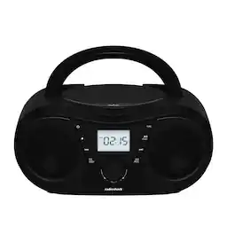 RadioShack - CD Player Portable Boombox with Bluetooth, USB, FM Radio, Remote Control - Black