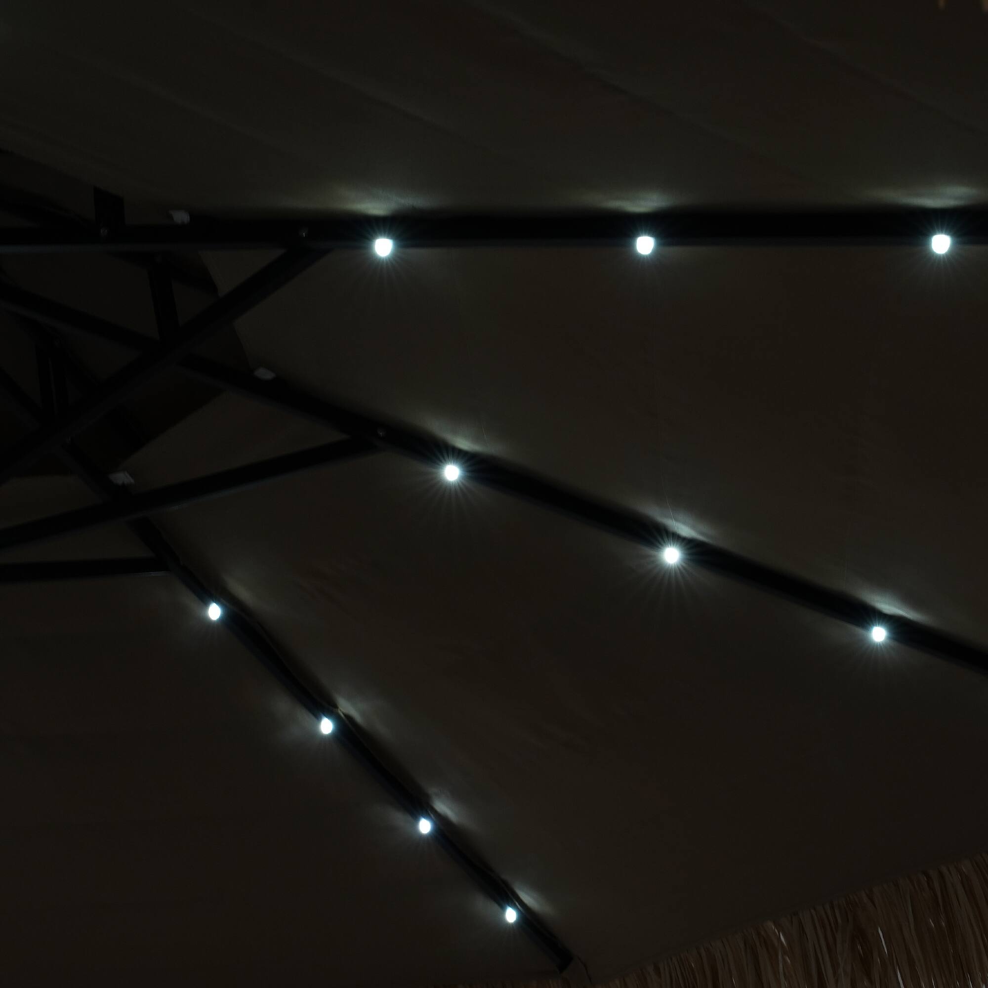 Alt View 4. Boyel Living - 10 Ft. Outdoor Double Top Solar Light Hawaiian Style Thatch Umbrella.