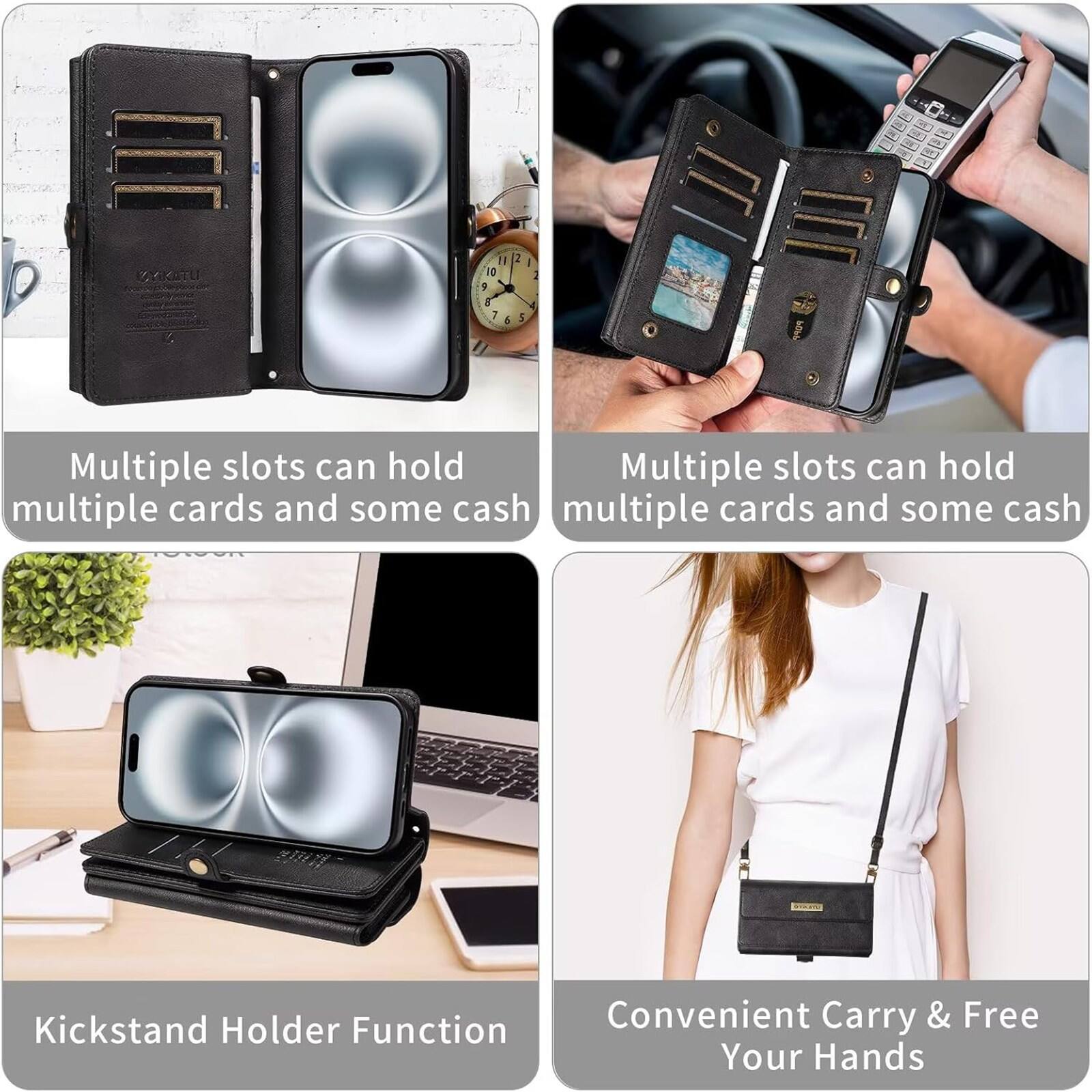Multiple slots can hold multiple cards and some cash

Multiple slots can hold multiple cards and some cash

Kickstand Holder Function

Convenient Carry & Free Your Hands