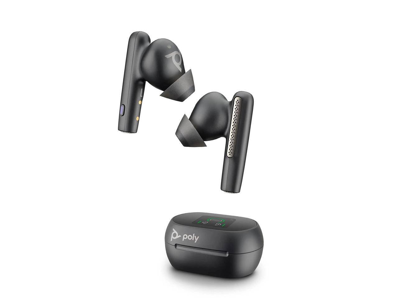 Alt View 10. HP - Poly Voyager Free 60+ UC M Carbon Black Earbuds +BT700 USB-C Adapter +Touchscreen Charge Case (7Y8H0AA) - Black.