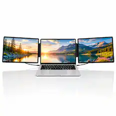 Front. INVZI - INVZI MagHub Dual 14" Laptop Screen Extender - Foldable Triple Screen Portable Monitor with Dual 1200P IPS Displays.