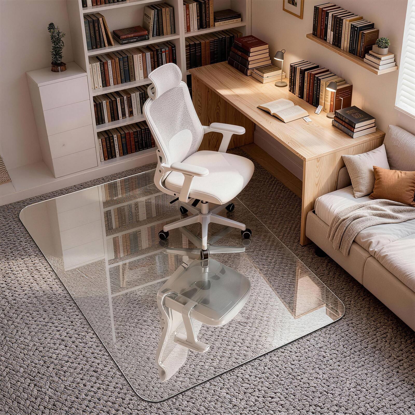 Alt View 6. Winado - 55"L x 46"W x 0.2"Th Tempered Glass Chair Mat Glass Floor Mat with 1200 Lbs Capacity for Office Chair Floor Protection - Tempered Glass.