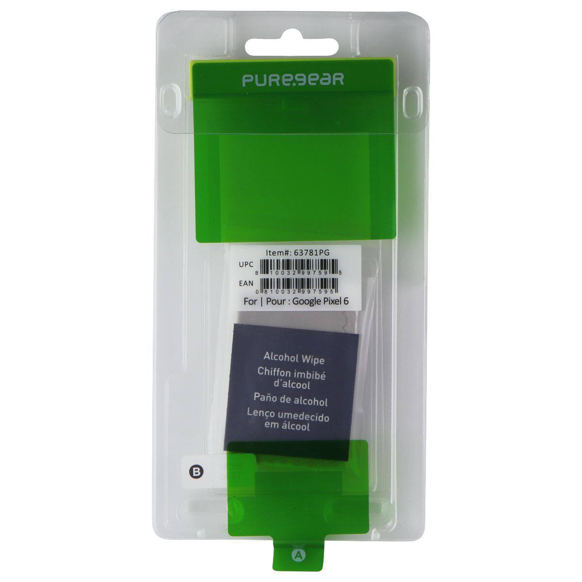 PUREgeaR Item#: 63781PG  
UPC: 0032 9759 5  
EAN: 10032 9097595  
For | Pour: Google Pixel 6  
Alcohol Wipe  
Chiffon imbibé d'alcool  
Pano de álcool  
Lenço umedecido em álcool