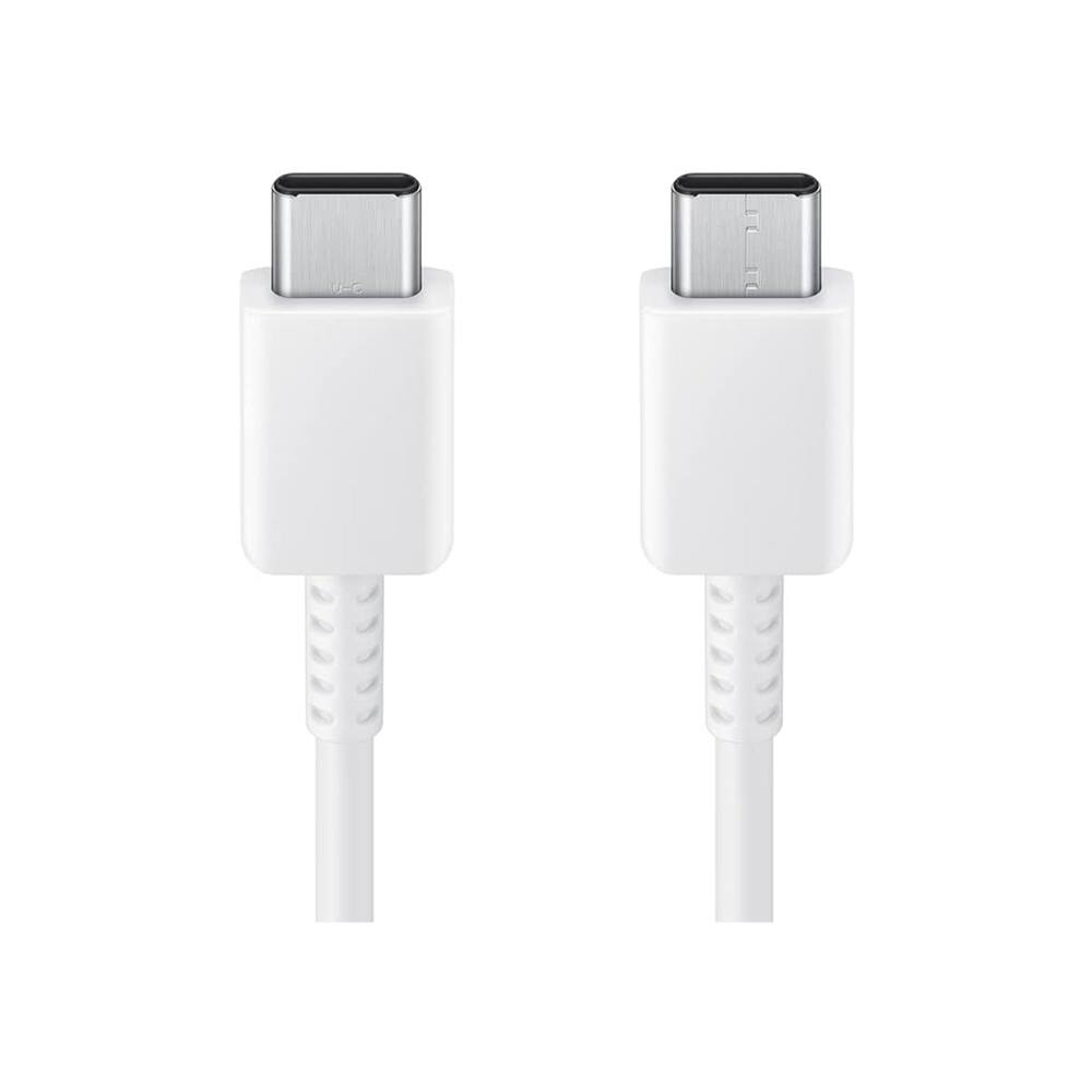 Left. Samsung - Samsung USB Cable 3A (USB-C to USB-C) - White - White.