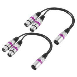 Unique Bargains - 2pcs 3-Pin XLR Splitter Cable, 1 Male to 2 Female Y Cable for Balanced Audio, Mixers, Microphones - Purple Circle