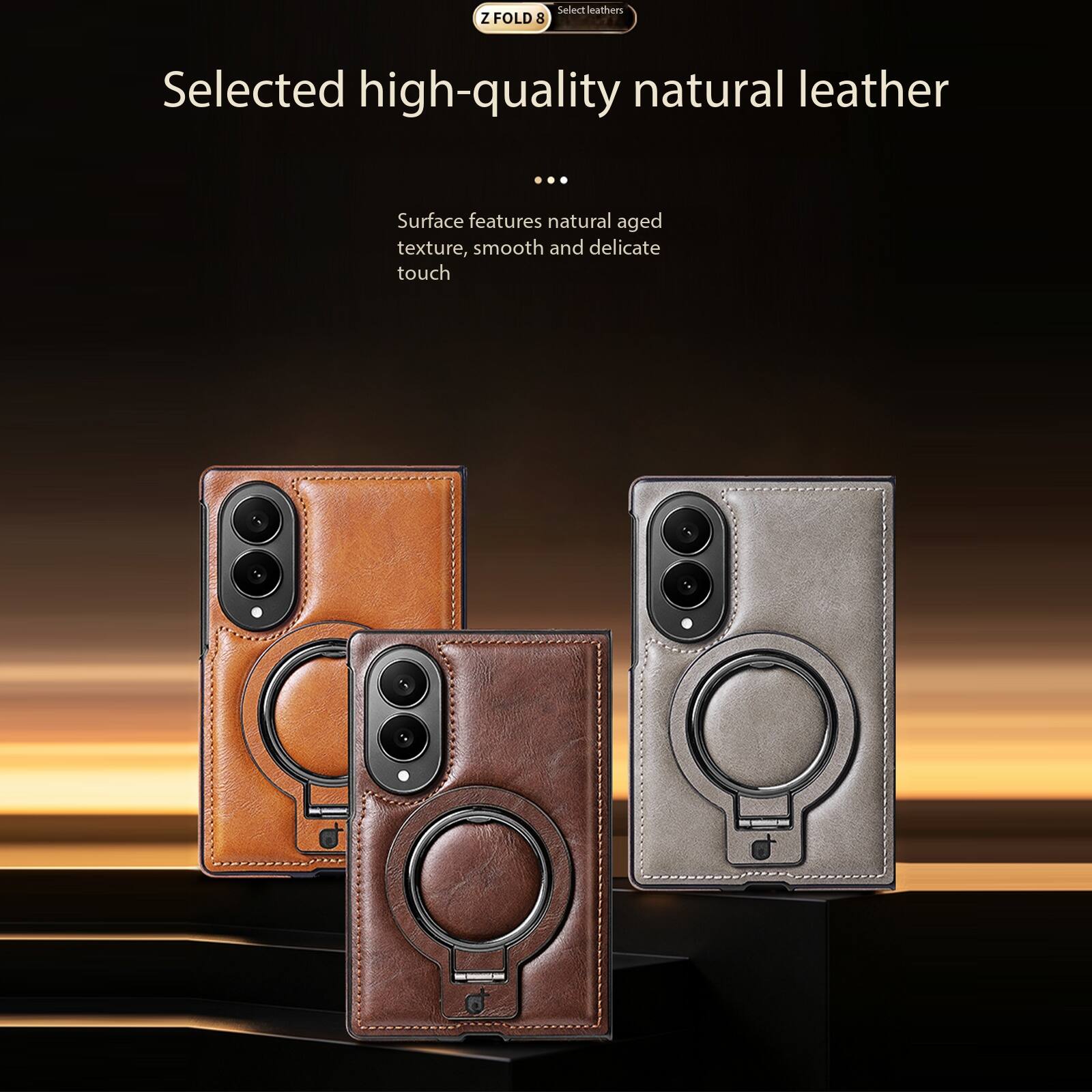 Selected high-quality natural leather

Surface features natural aged texture, smooth and delicate touch