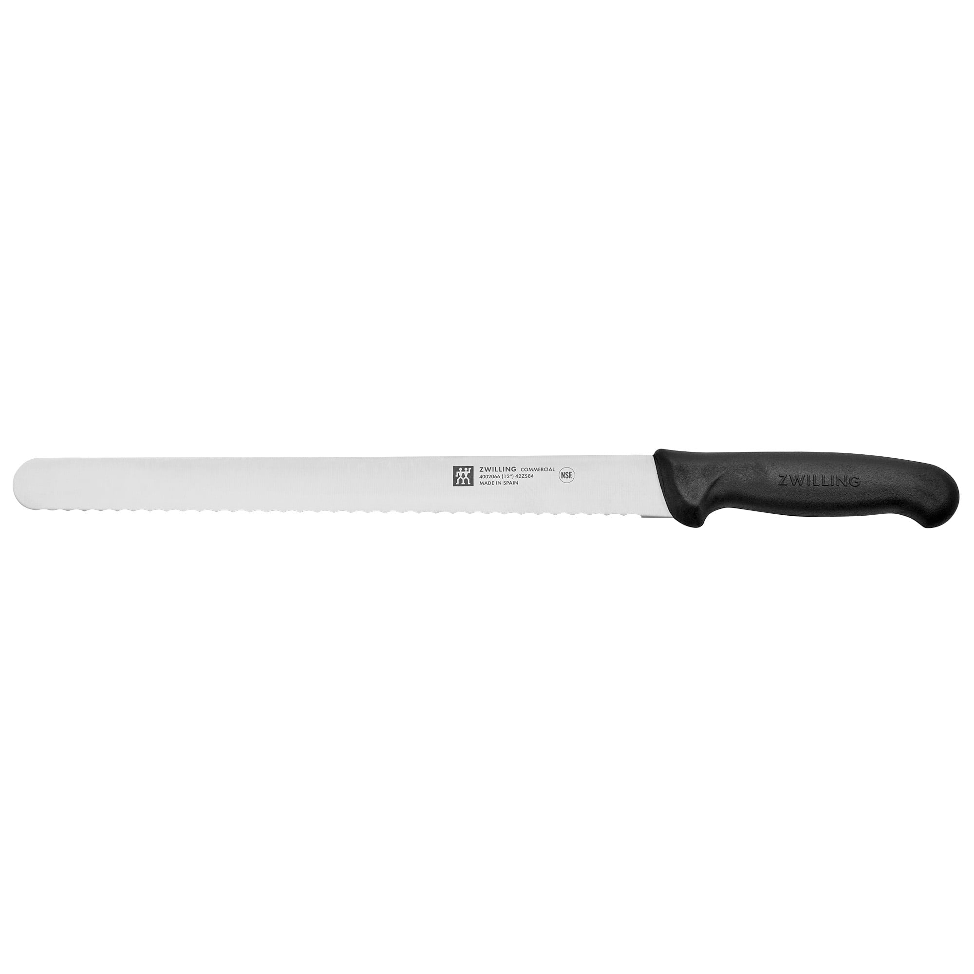 ZWILLING - Commercial 12-inch Straight Serrated Edge Slicing Knife - Black