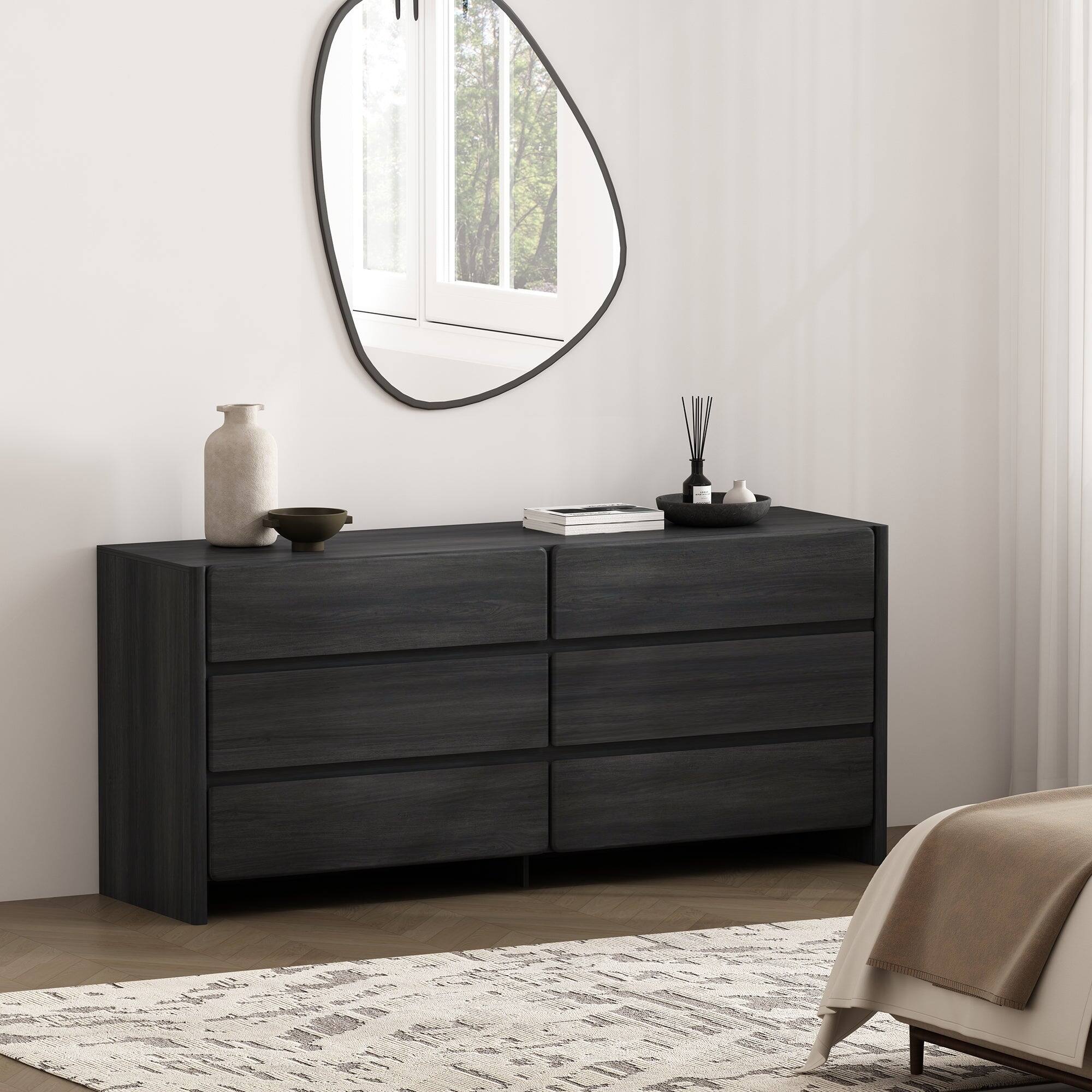 Angle. Manhattan Comfort - Linda Modern 72" Dresser - Charcoal Gray.