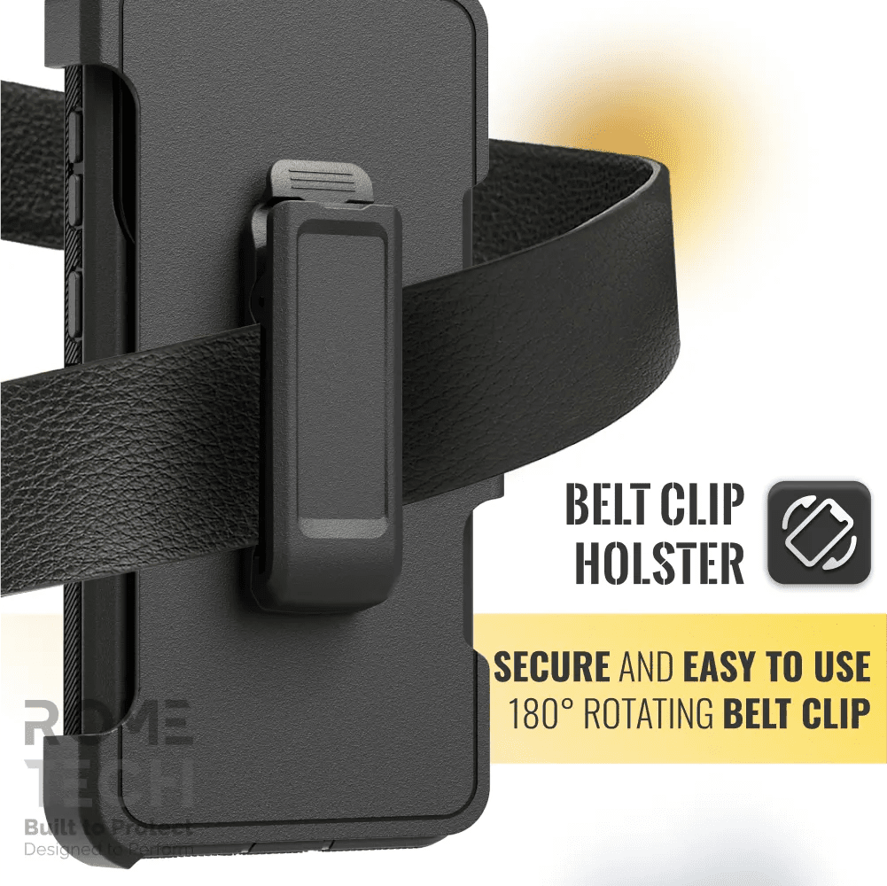 BELT CLIP HOLSTER  
ROME TECH  
Built to Protect  
Designed to Perform  

SECURE AND EASY TO USE  
180° ROTATING BELT CLIP