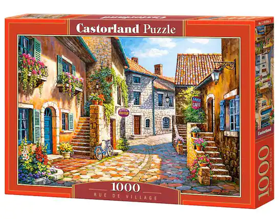 Castorland Puzzle, 1000, Rue de Village, Castorland, 1000, No G-103744-2, SUNCATIE, COLFFEUR, 9O, LAME, CAFE, wiS, K