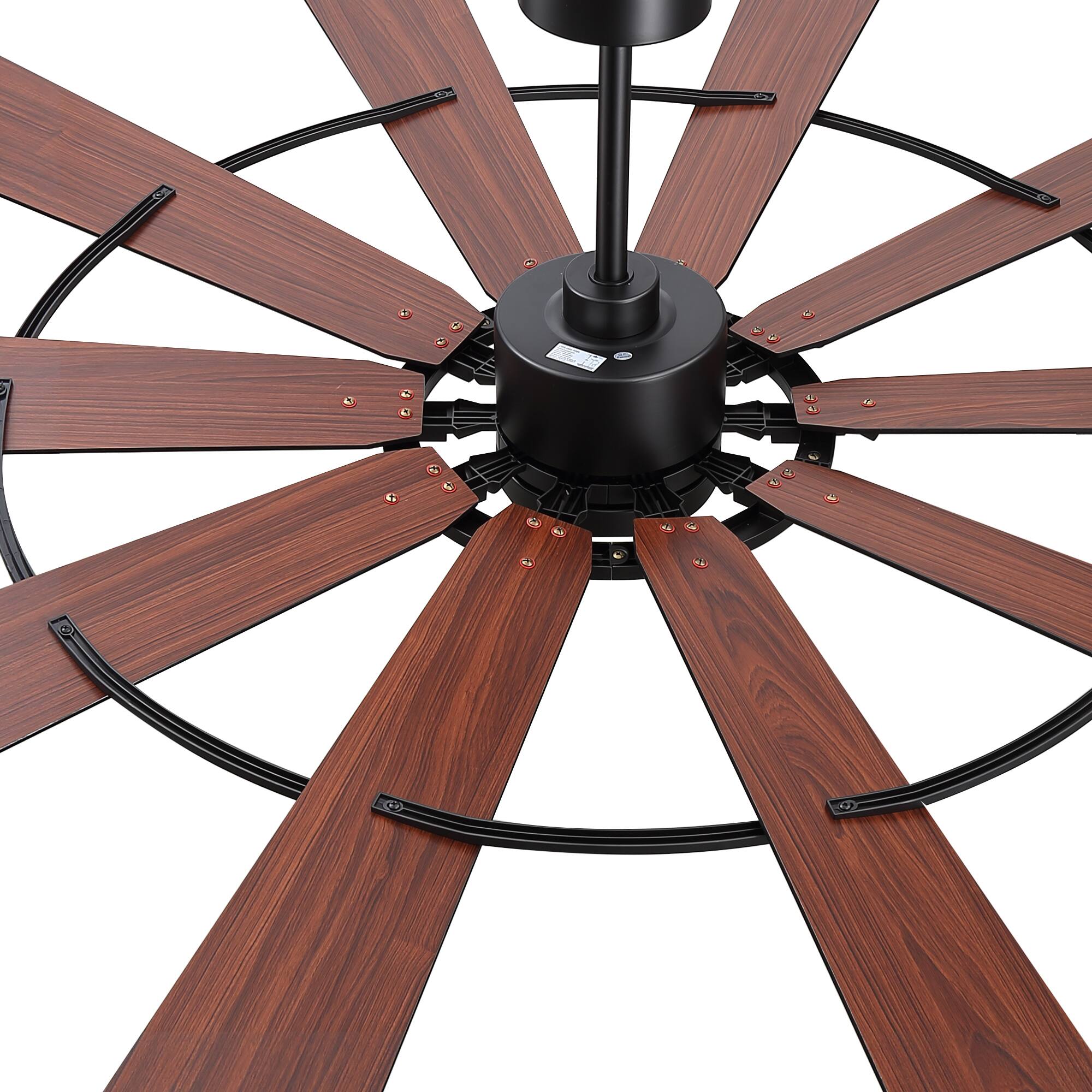 Alt View 10. Breezary - 72-In LED Ceiling Fan with Light, 10 Plywood Blades, 6-Speed DC Motor, Remote, Timer, 3CCT, 6"/12" Downrods - 72-Inch Black.