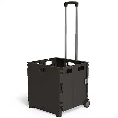 Front. Staples - Plastic/Poly Mobile Utility Cart with Dual Wheel - Black.