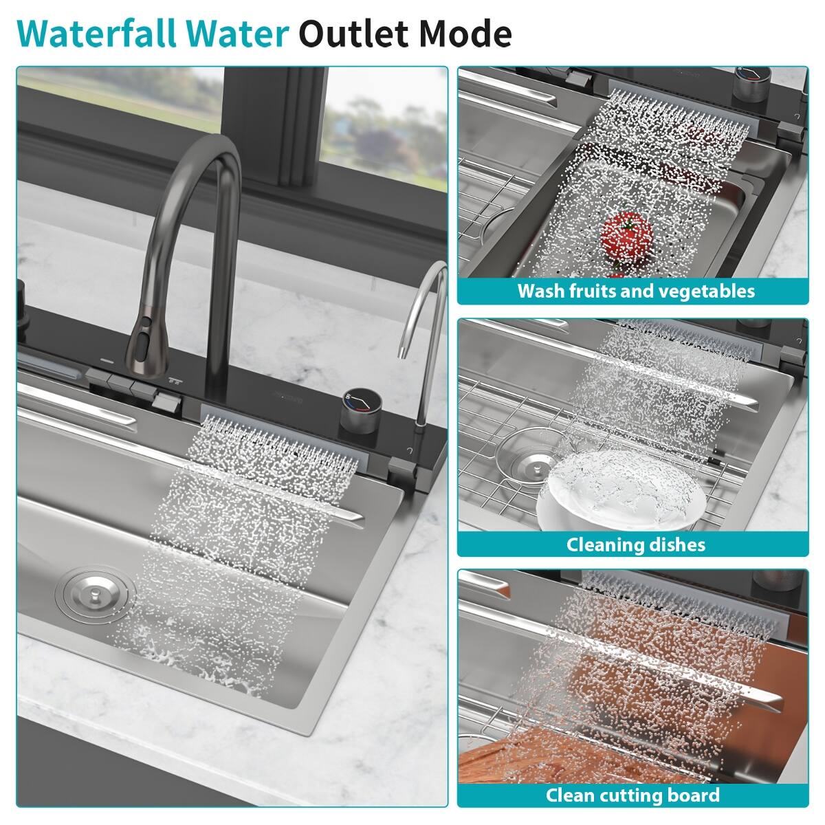 Ropilly 30 inch top mount kitchen sink, single bowl workstation sink ...