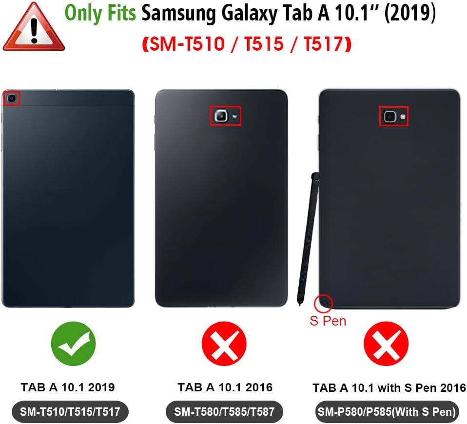 Only Fits Samsung Galaxy Tab A 10.1" (2019) (SM-T510 / T515 / T517)

TAB A 10.1 2019
X TAB A 10.1 2016
X TAB A 10.1 with S Pen 2016
SM-T510/T515/T517
SM-T580/T585/T587
SM-P580/P585 (With S Pen)