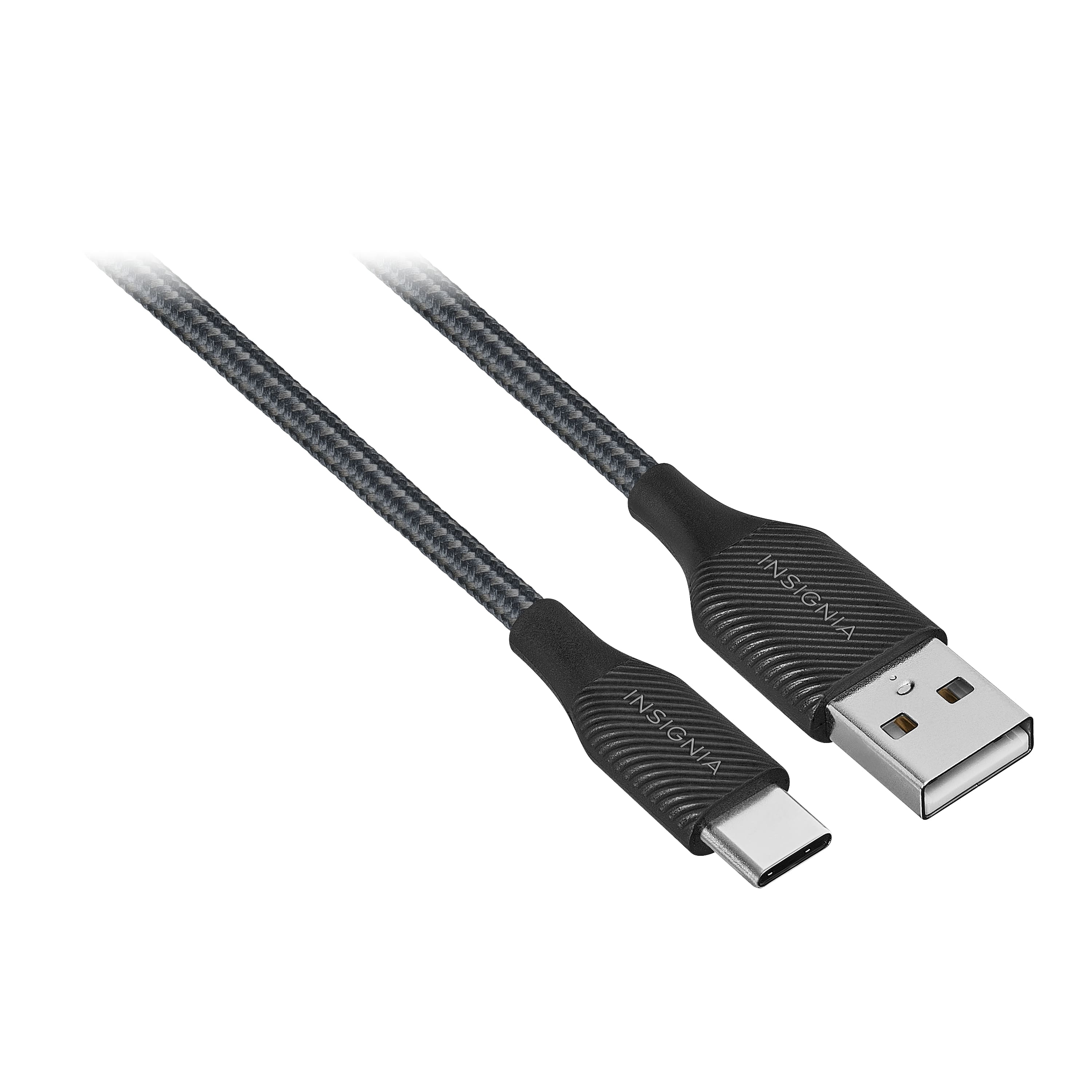 The image shows two black cords, one of which is a USB cable, and the other is a power cord. Both cords are connected to a device, possibly a laptop or a smartphone. The cords are positioned next to each other, with the USB cable on the left and the power cord on the right. The cords are both black and appear to be of similar length, suggesting that they are part of the same device setup.