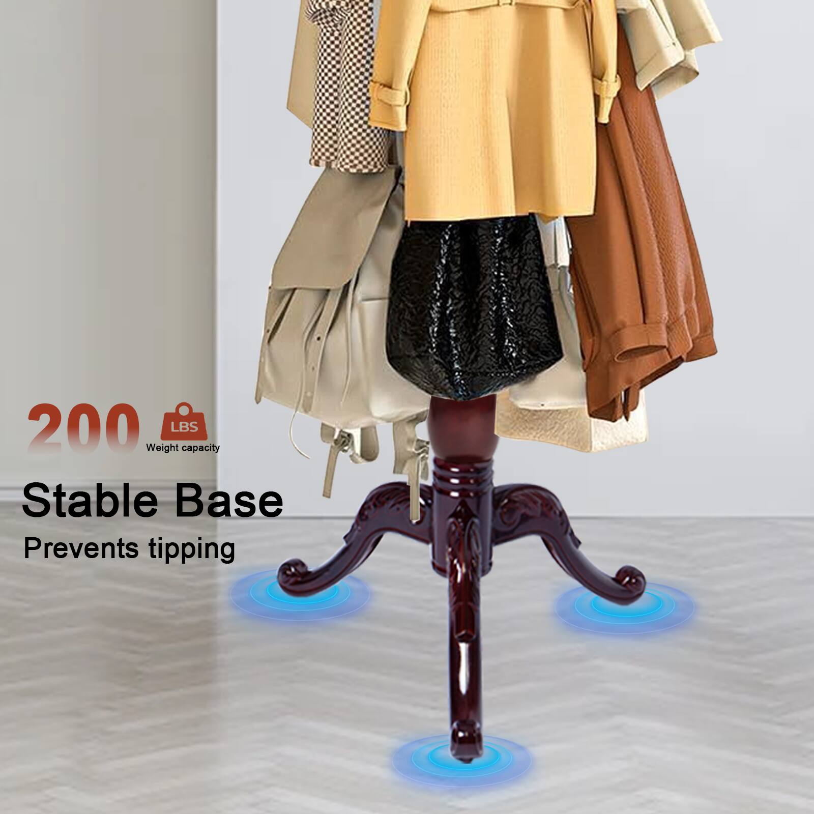 200 LBS Weight capacity  
Stable Base  
Prevents tipping